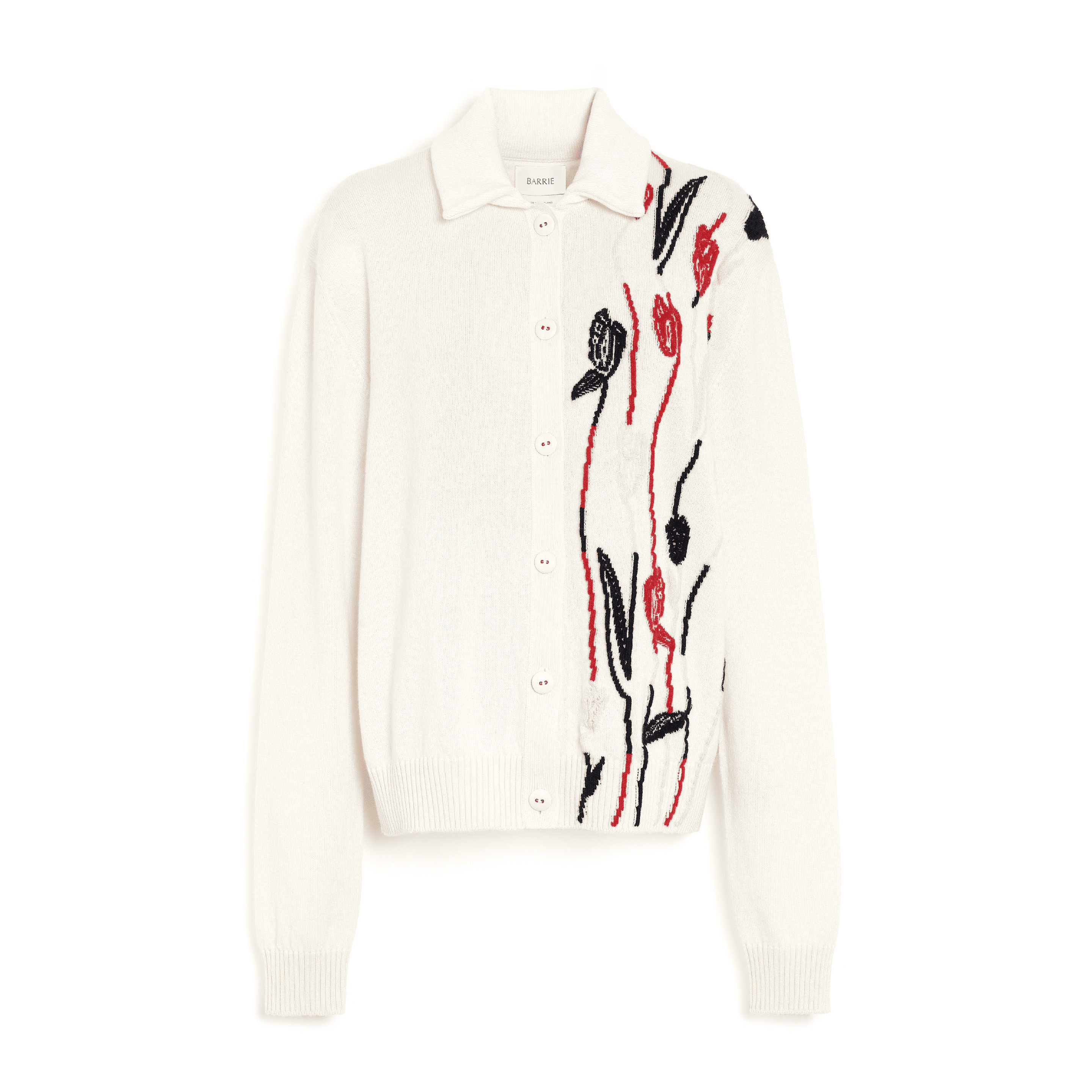 Chemise en cachemire à motif tulipe et boutons en porcelaine