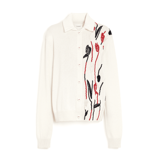 Chemise en cachemire à motif tulipe et boutons en porcelaine | Barrie - Barrie
