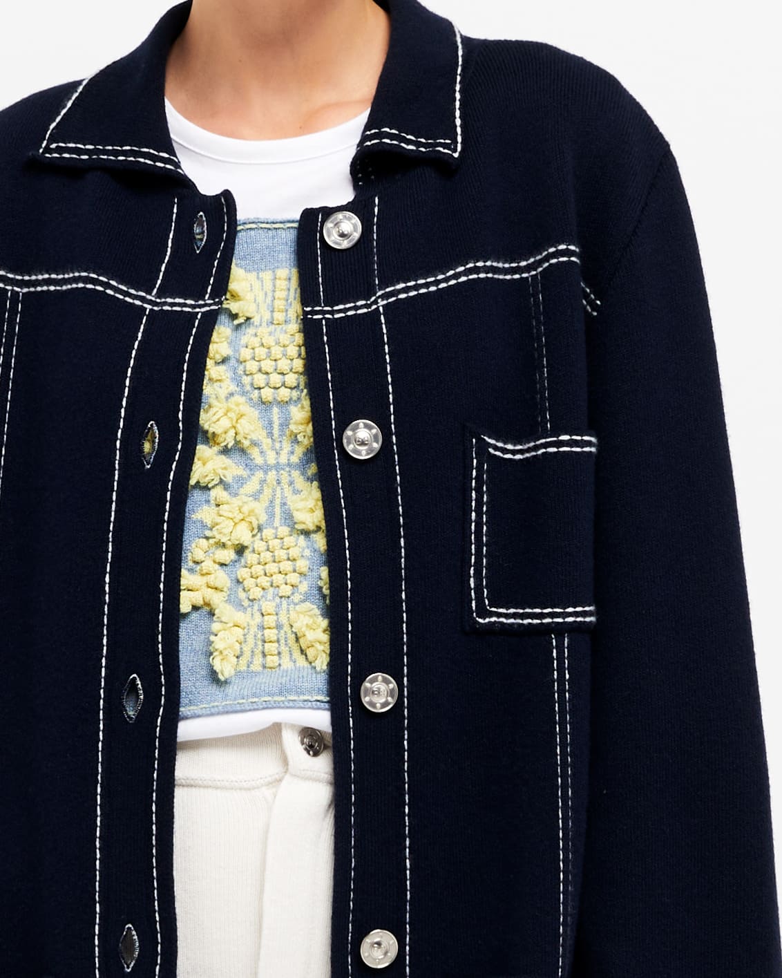 Veste longue denim en cachemire et coton | Barrie - Barrie