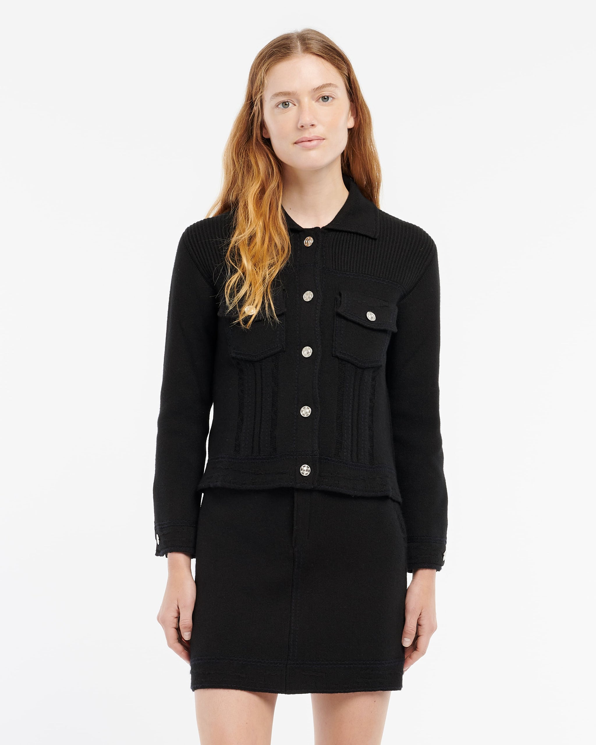 Denim fitted cashmere and cotton jacket | Barrie - Barrie