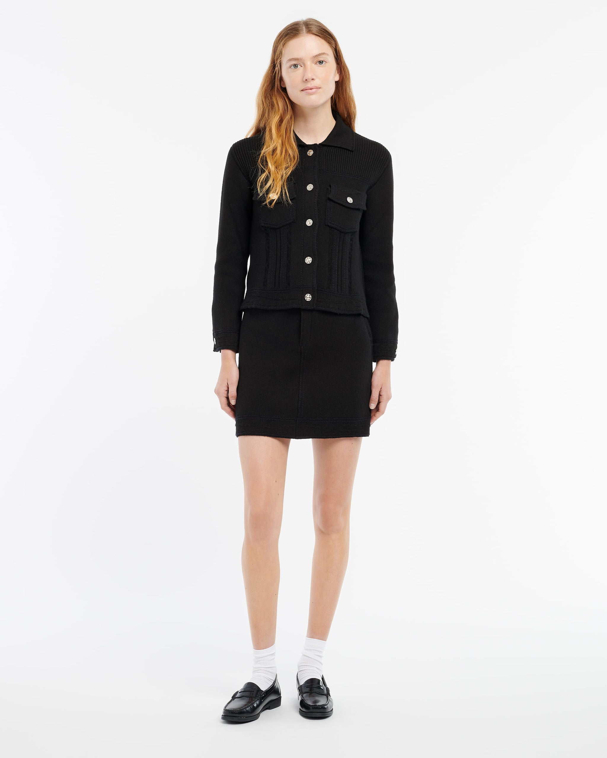 Denim fitted cashmere and cotton jacket | Barrie - Barrie