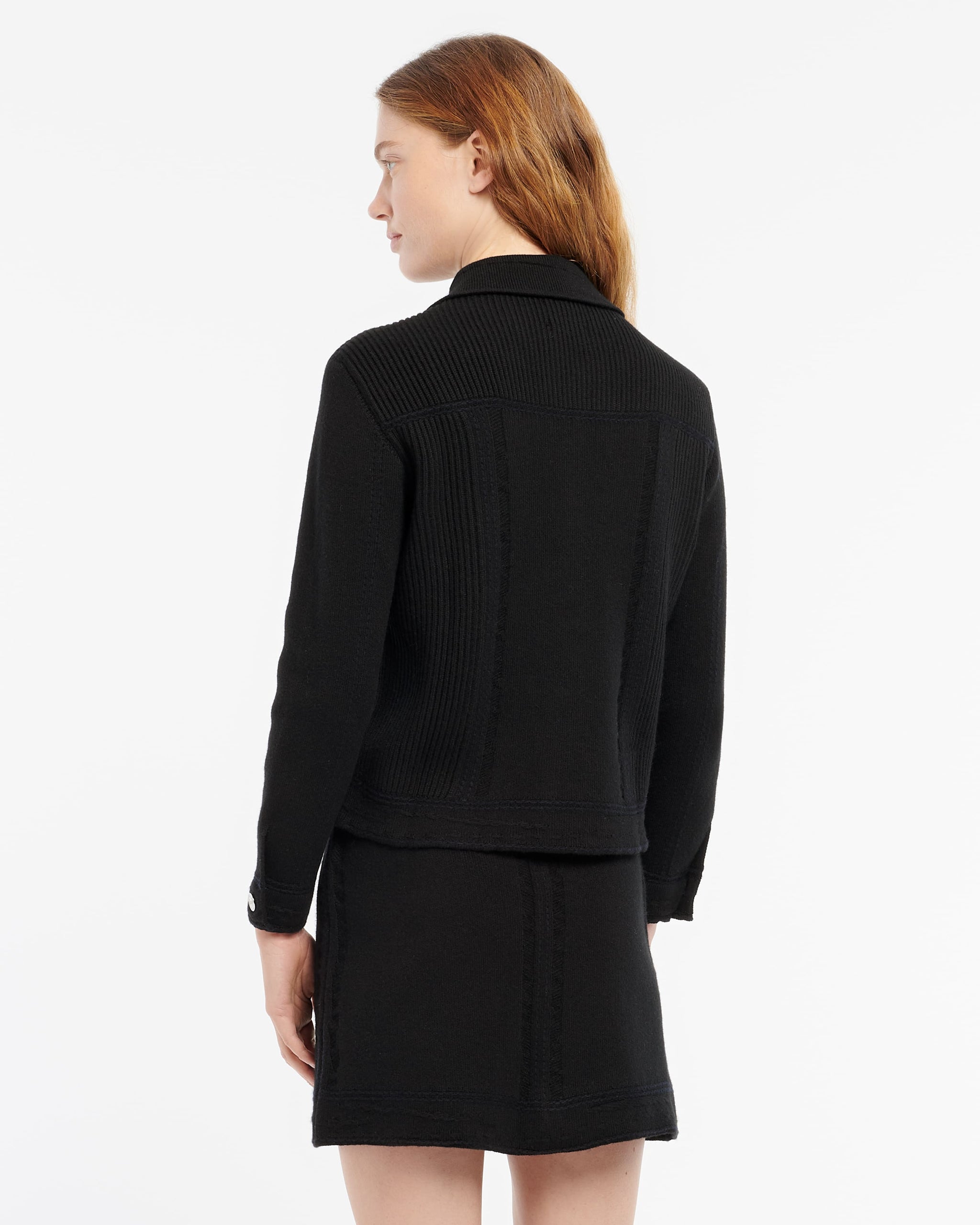 Denim fitted cashmere and cotton jacket | Barrie - Barrie