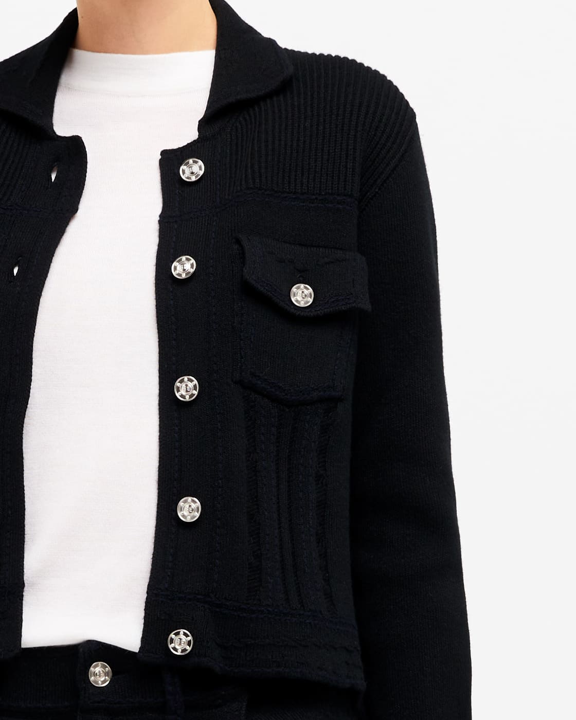 Denim fitted cashmere and cotton jacket | Barrie - Barrie