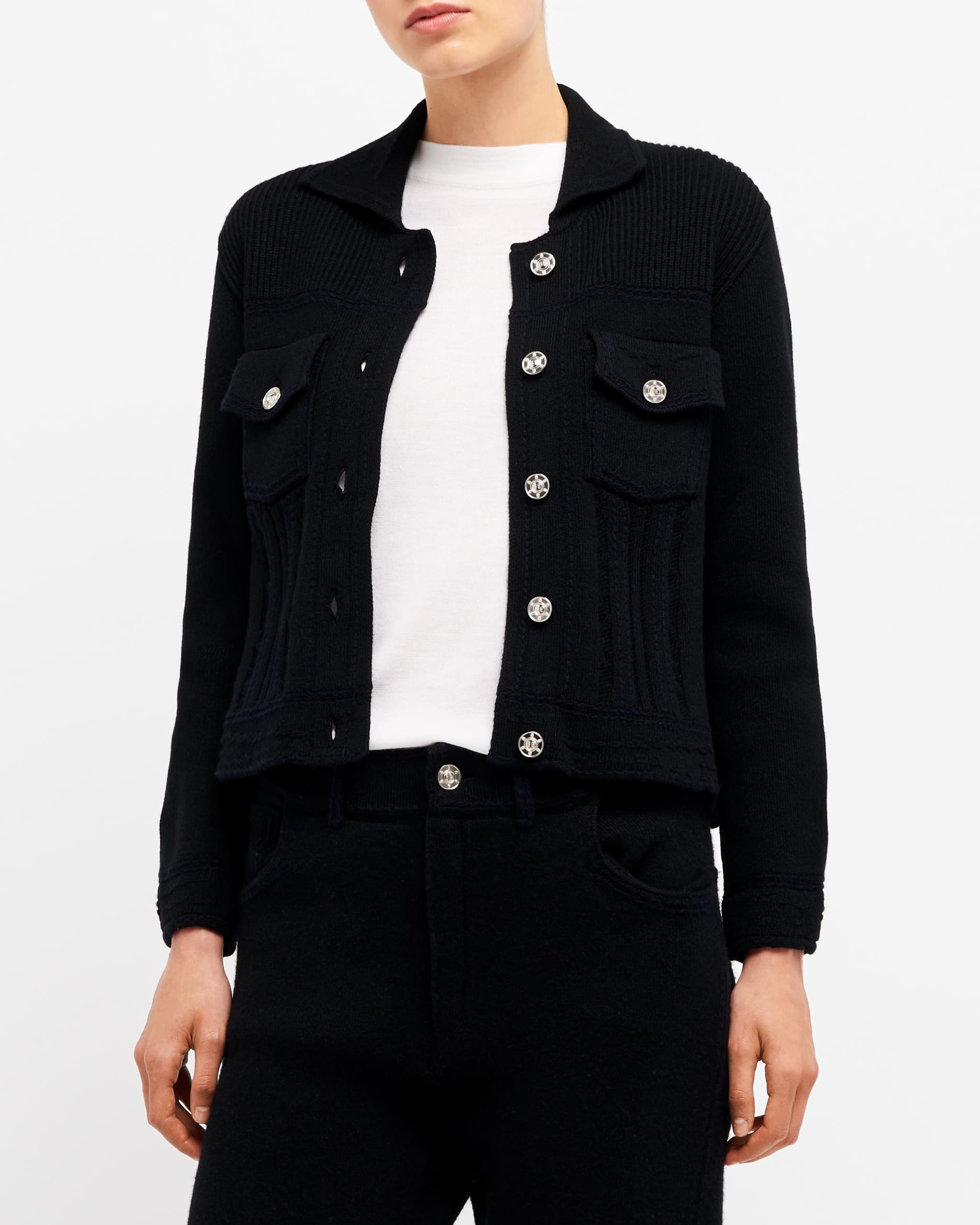 Denim fitted cashmere and cotton jacket | Barrie - Barrie