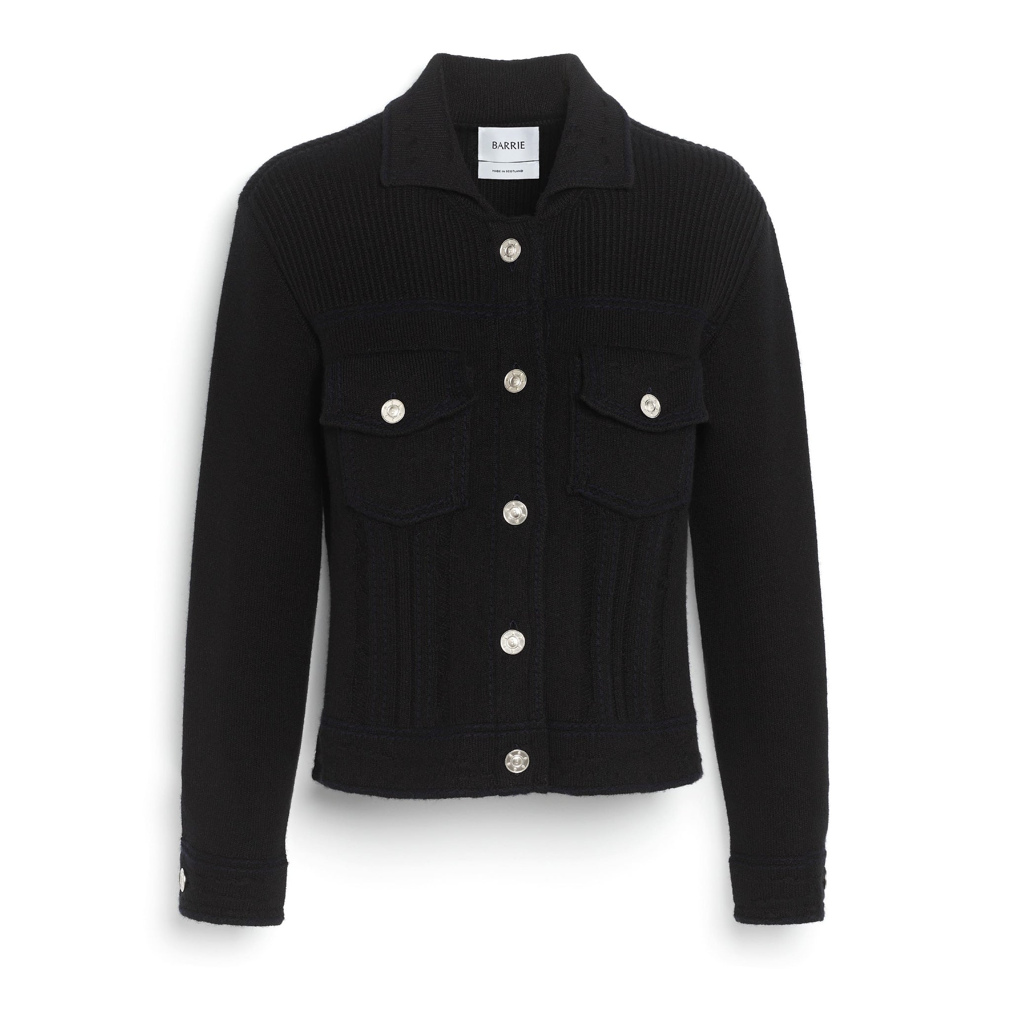 Denim fitted cashmere and cotton jacket | Barrie - Barrie