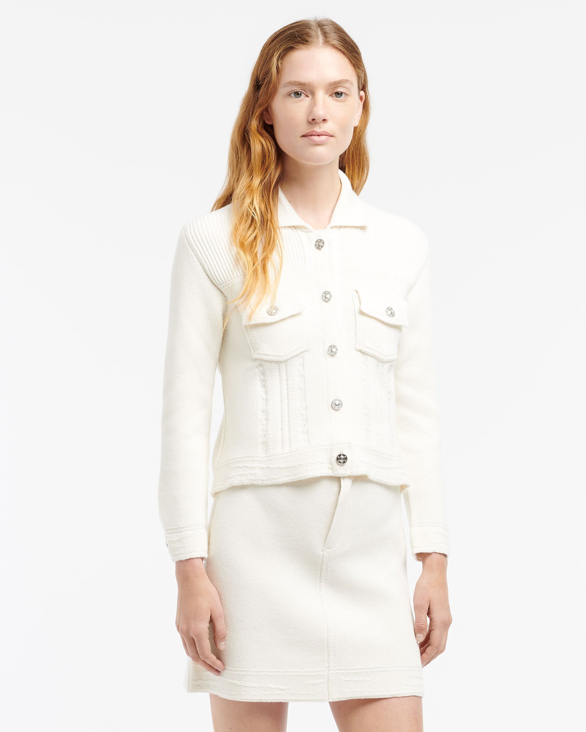 Denim fitted cashmere and cotton jacket | Barrie - Barrie