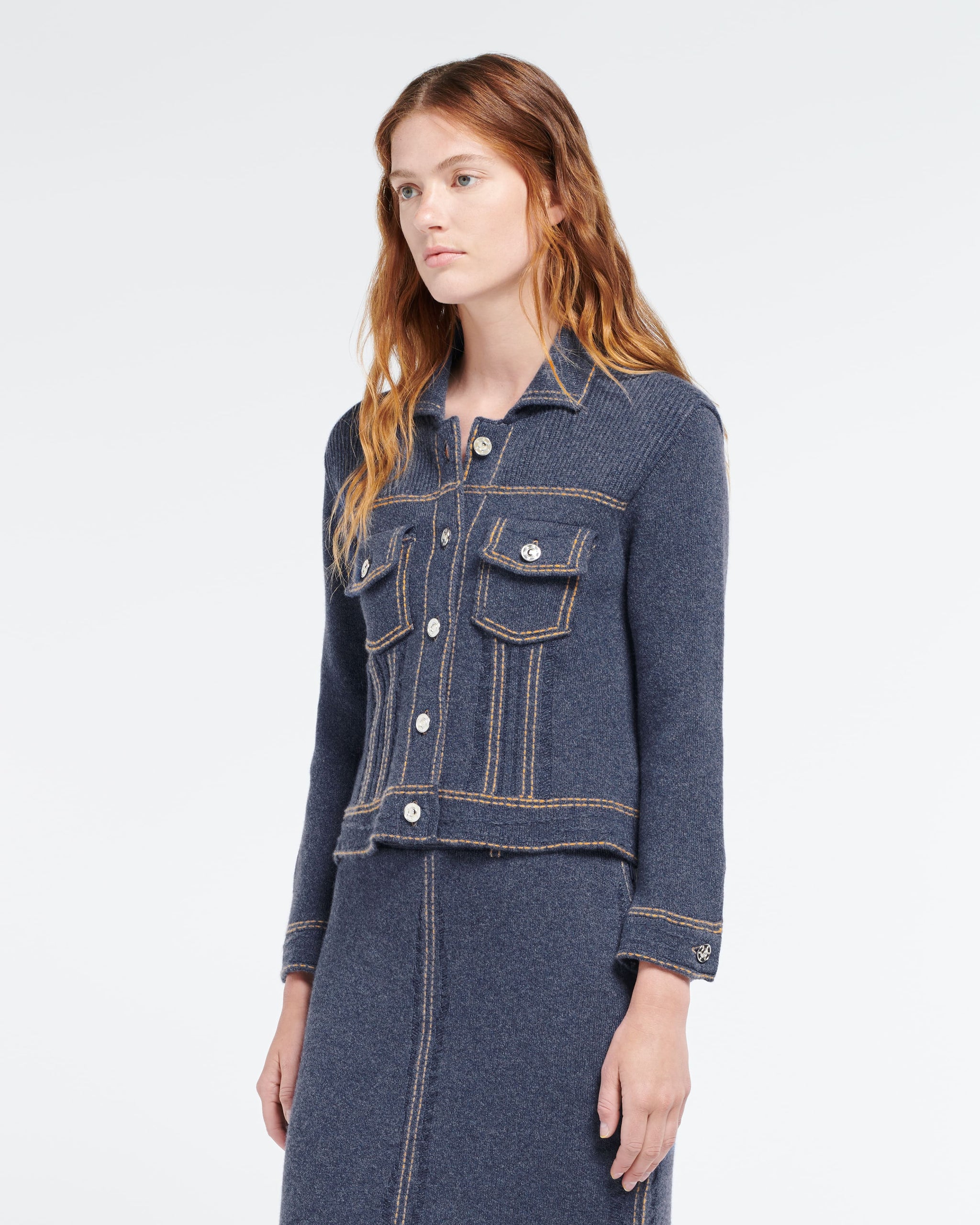 Veste Denim ajustée en cachemire et coton | Barrie - Barrie