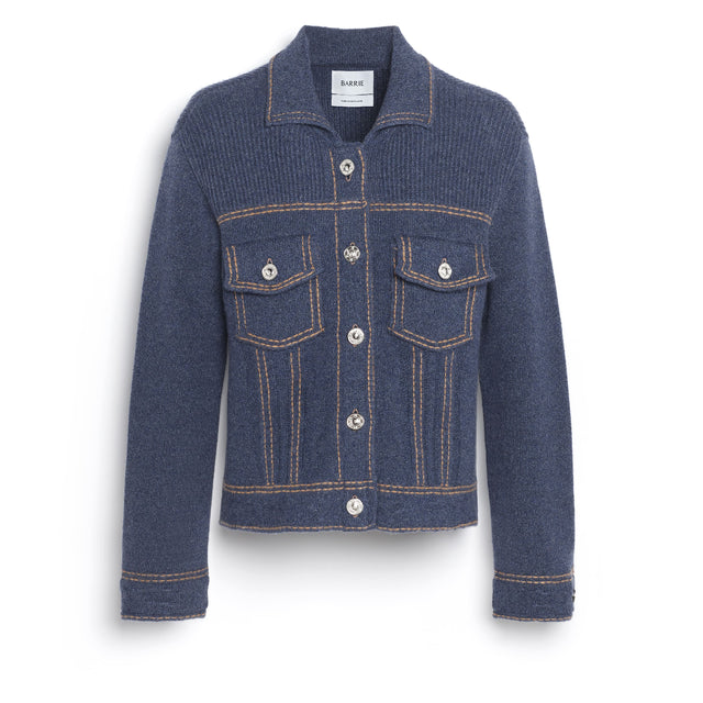 Veste Denim ajustée en cachemire et coton | Barrie - Barrie