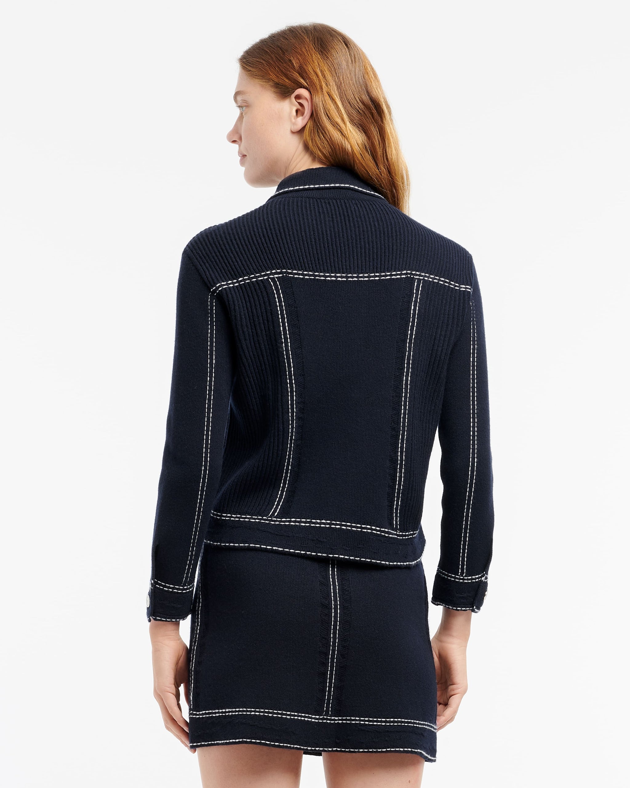 Denim fitted cashmere and cotton jacket | Barrie - Barrie