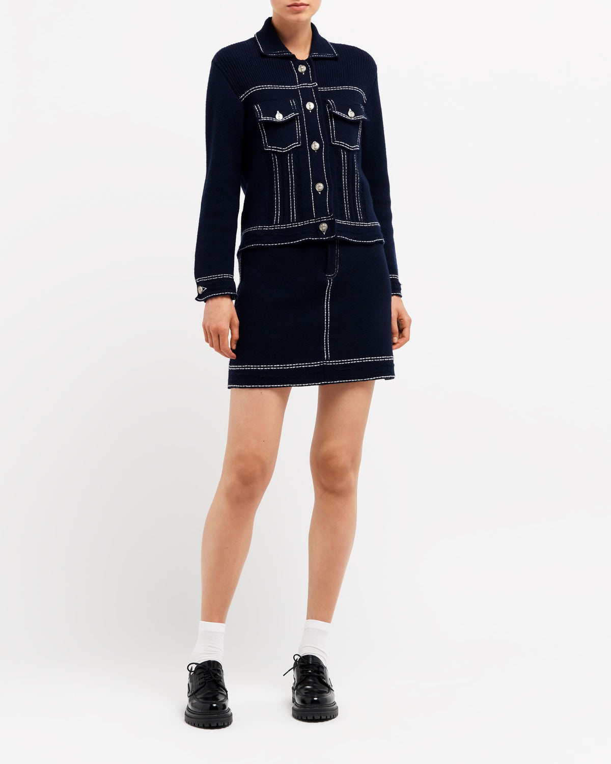 Denim cashmere and cotton jacket – Barrie.com