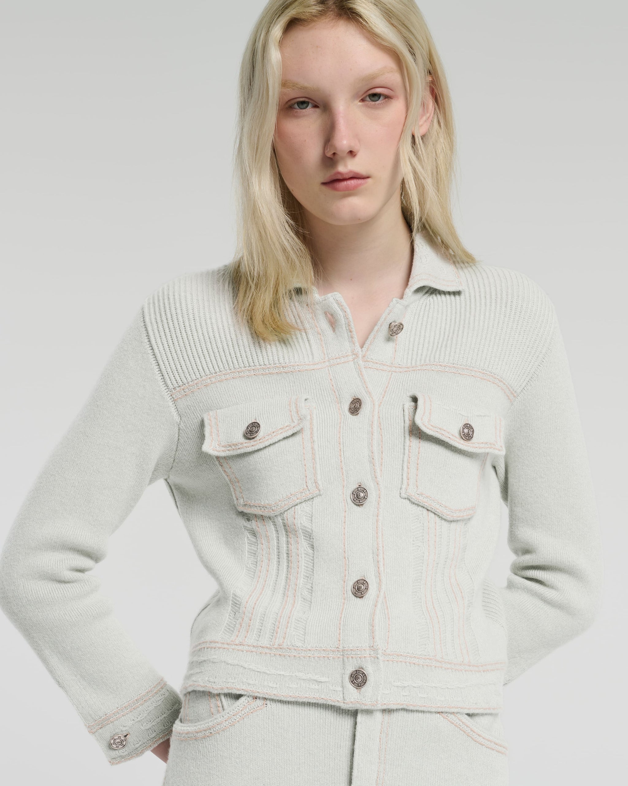 캐시미어와 면 피티드 데님 재킷 | Barrie - Barrie