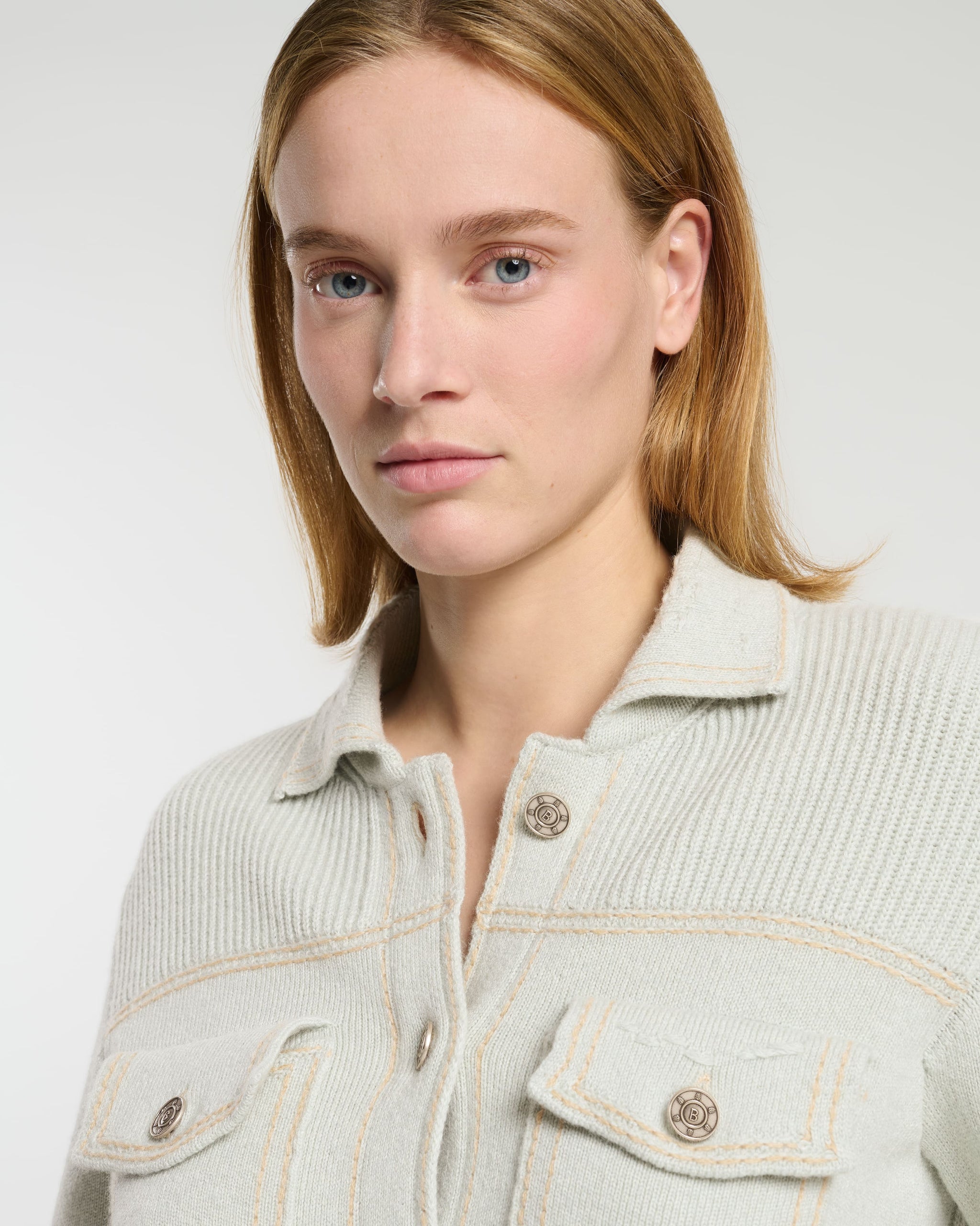 Denim fitted cashmere and cotton jacket | Barrie - Barrie