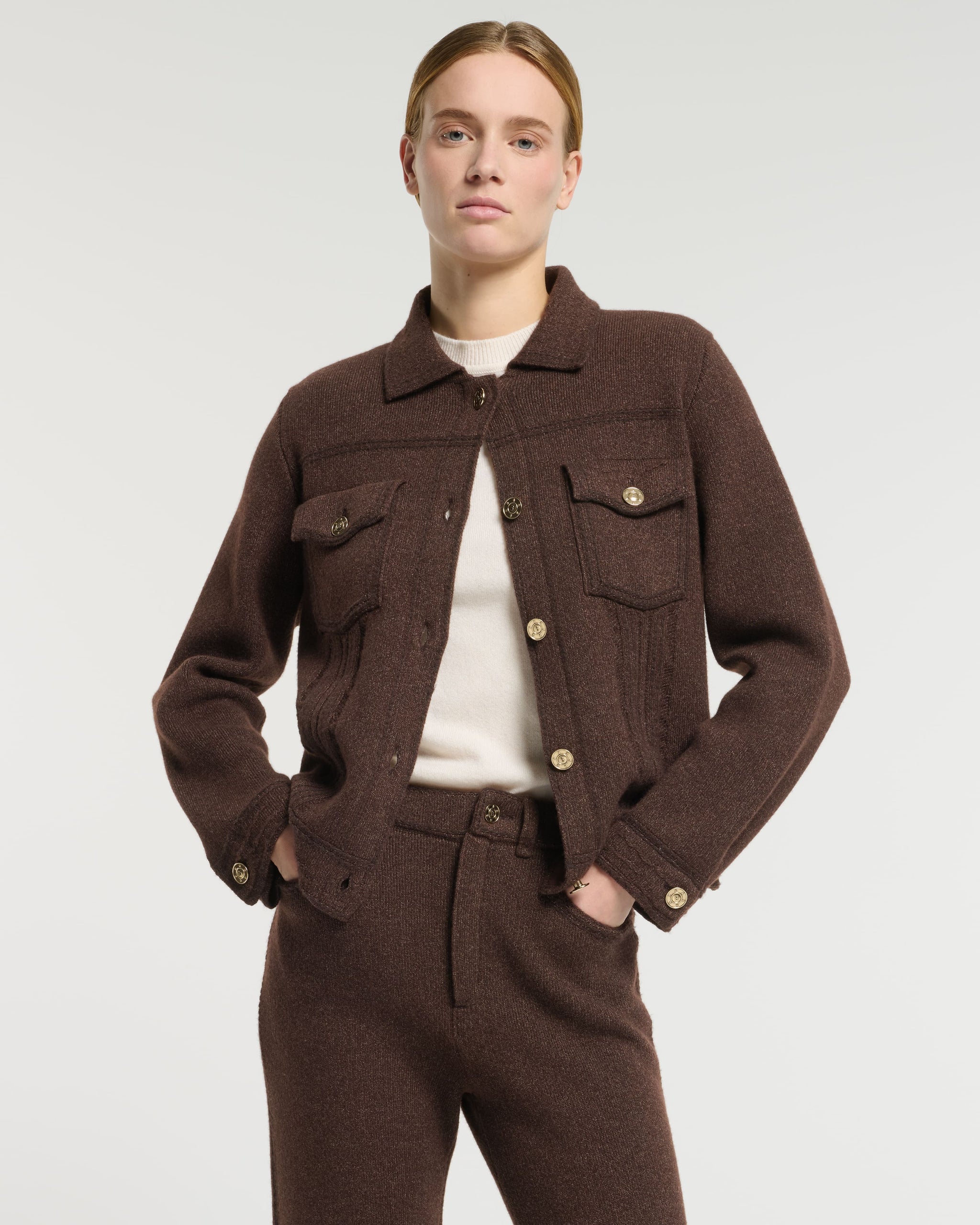 Denim regular cashmere and cotton jacket | Barrie - Barrie