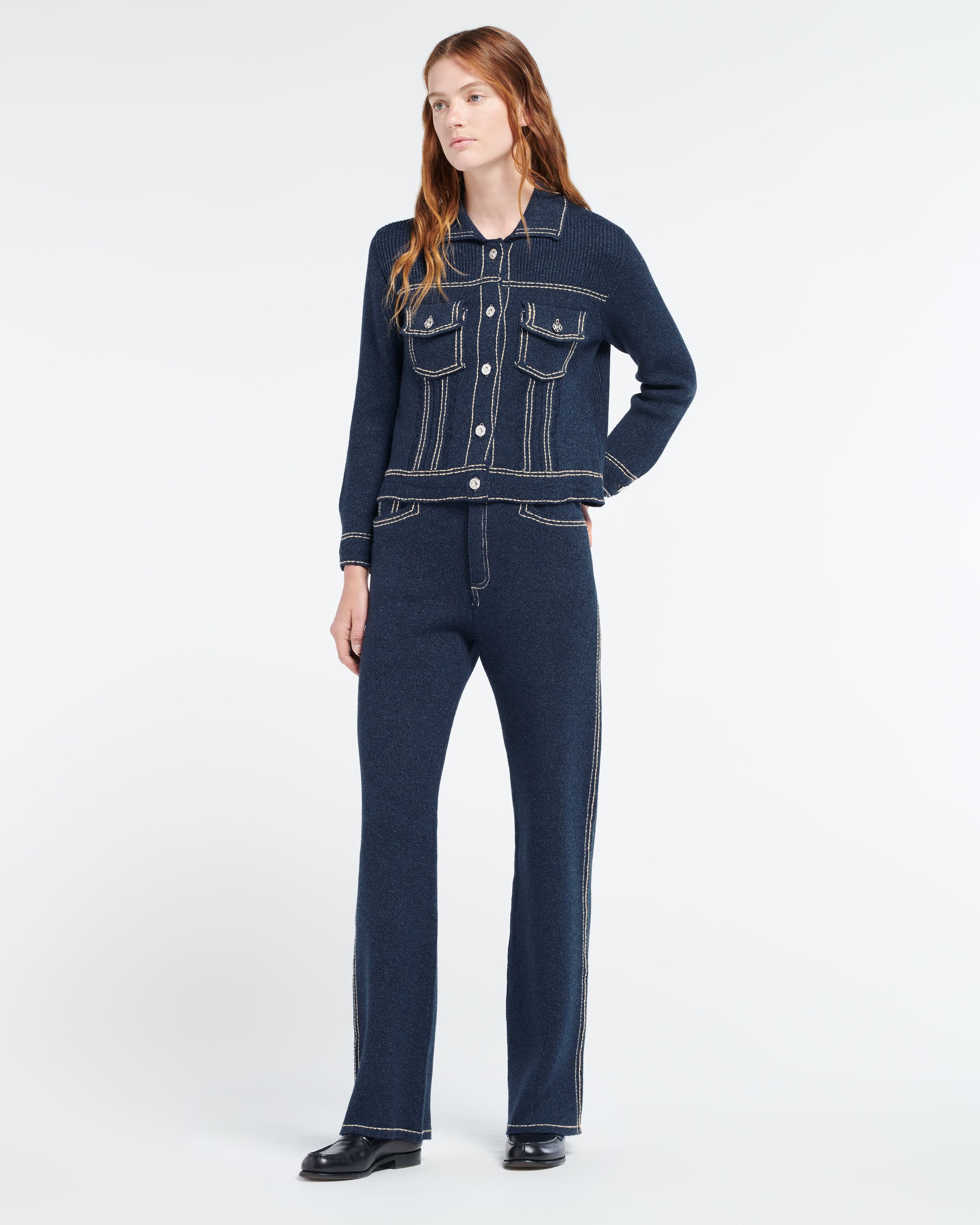 Veste Denim ajustée en cachemire et coton | Barrie - Barrie