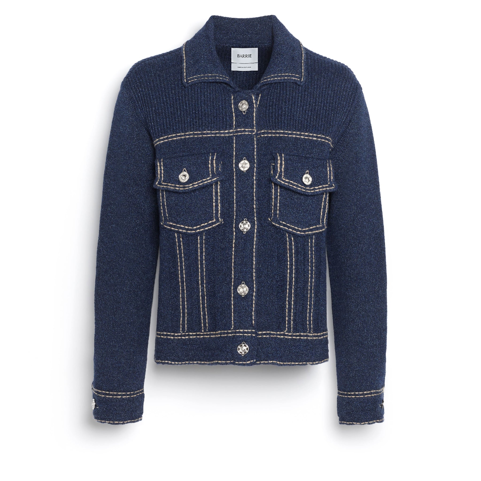 Denim fitted cashmere and cotton jacket | Barrie - Barrie