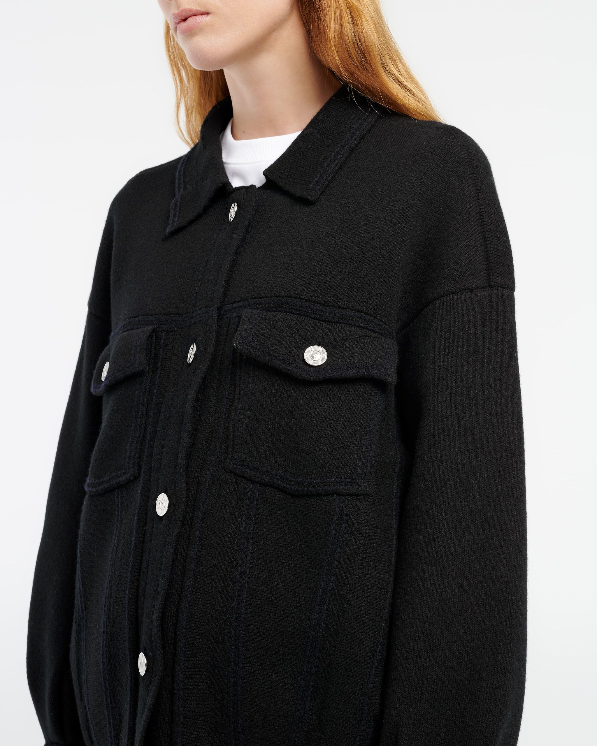 Denim oversized cashmere and cotton jacket | Barrie - Barrie