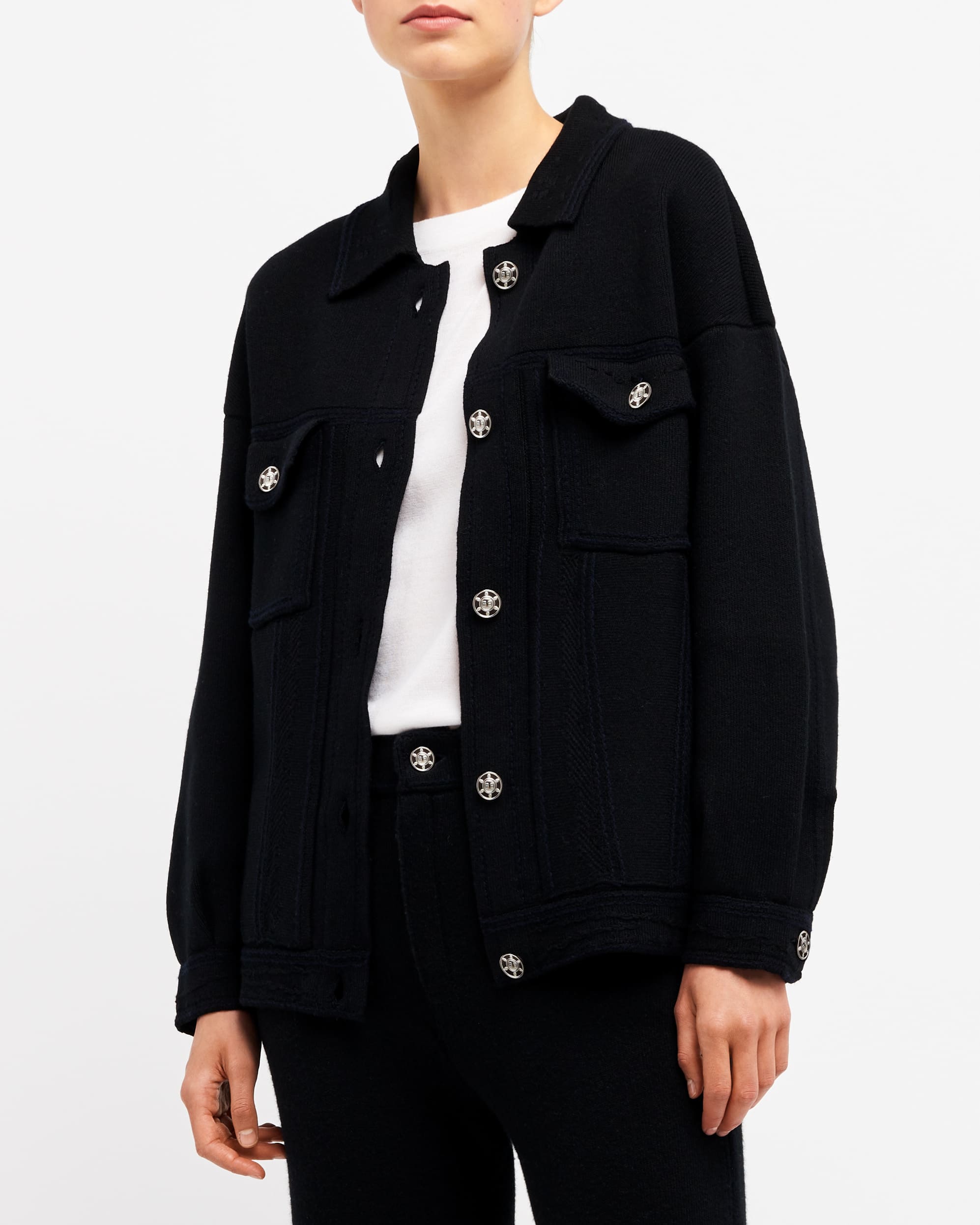 Denim oversized cashmere and cotton jacket | Barrie - Barrie