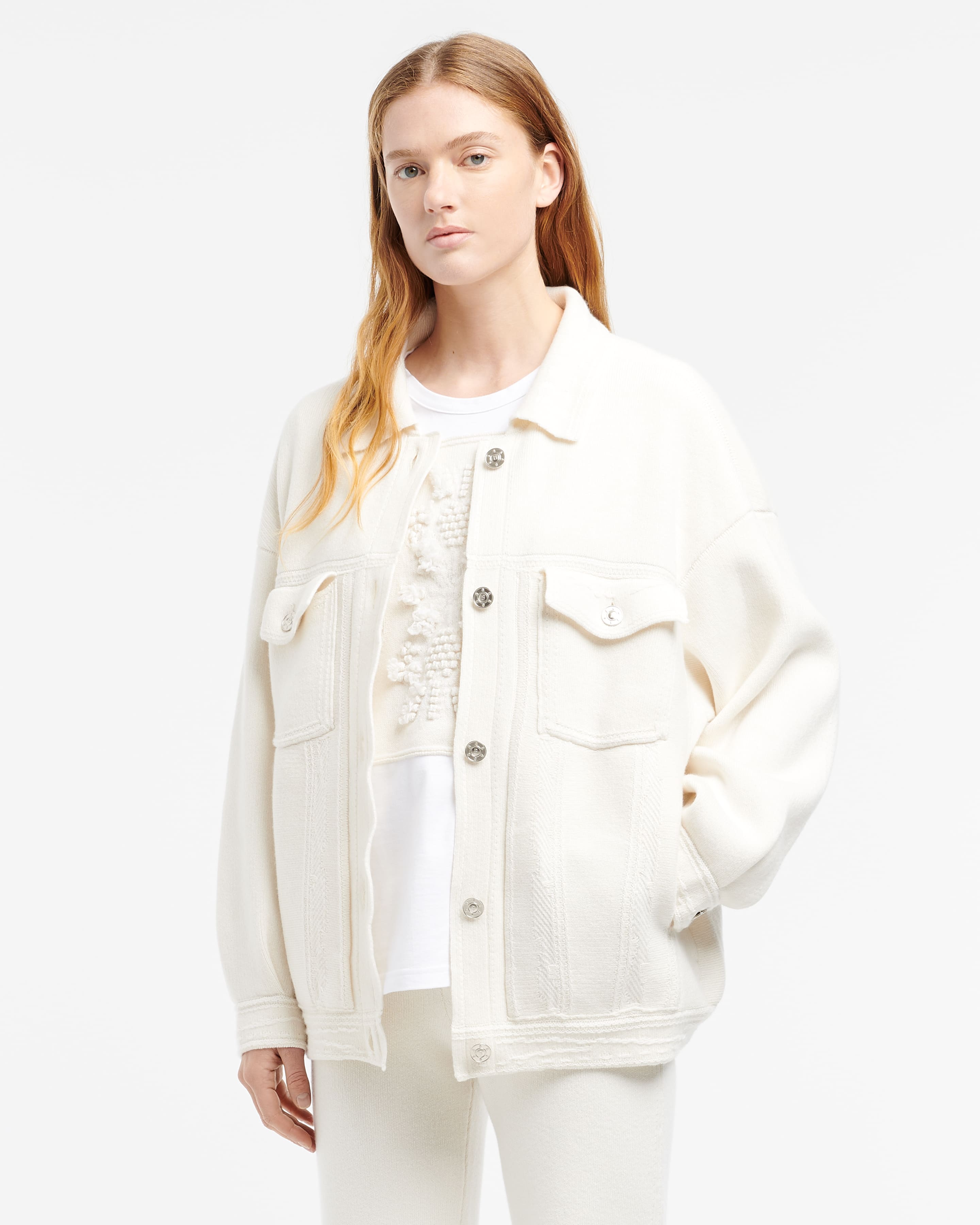 Denim oversized cashmere and cotton jacket – Barrie