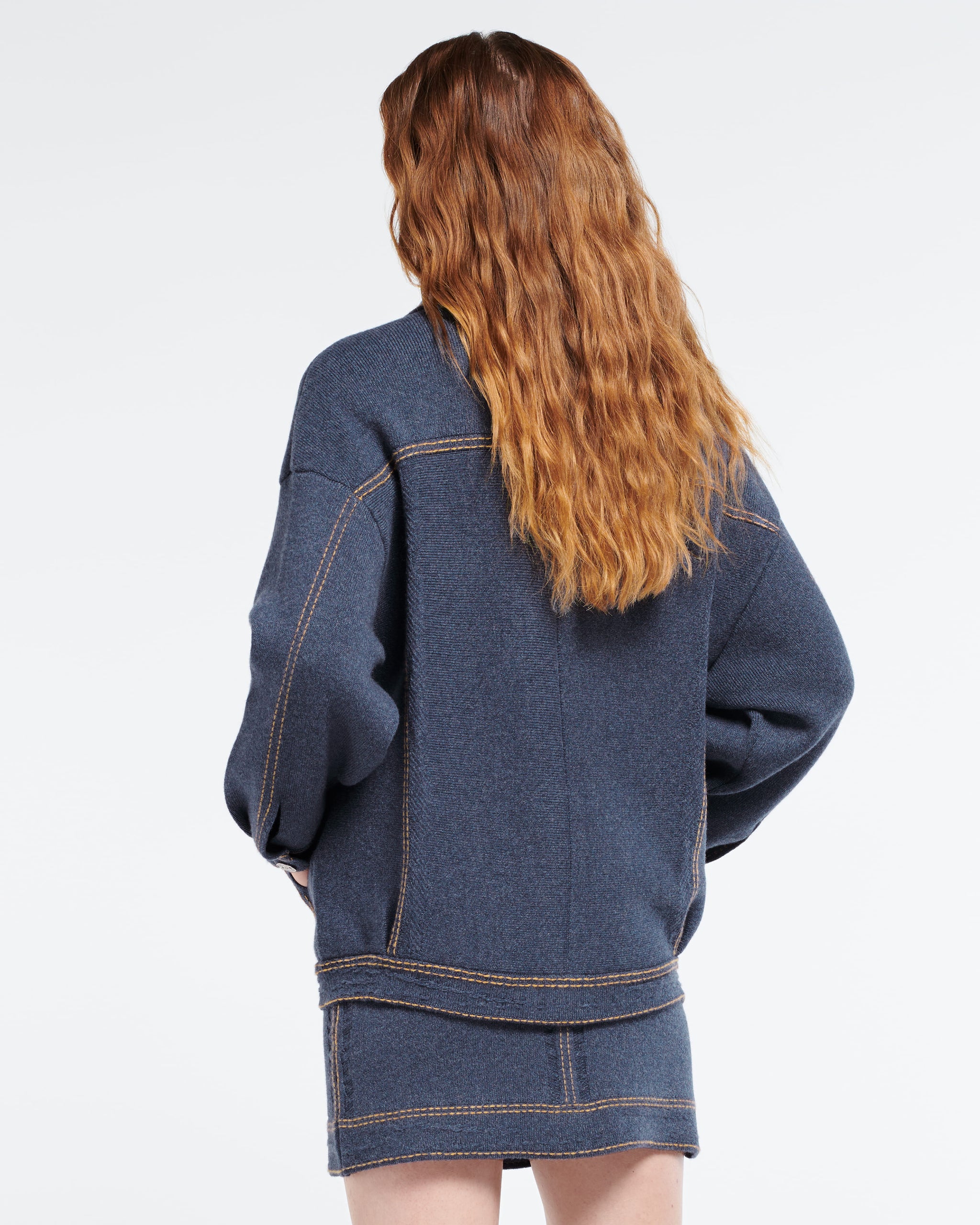 Denim oversized cashmere and cotton jacket | Barrie - Barrie