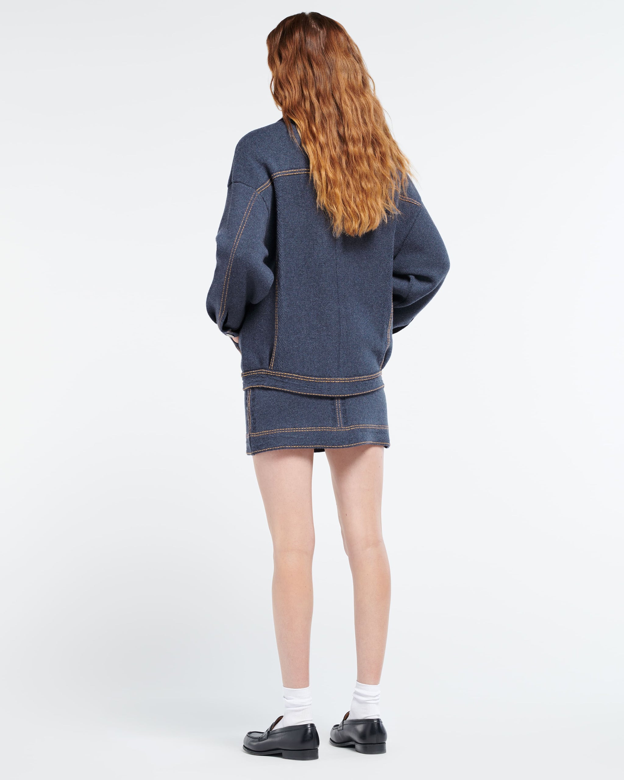Denim oversized cashmere and cotton jacket | Barrie - Barrie