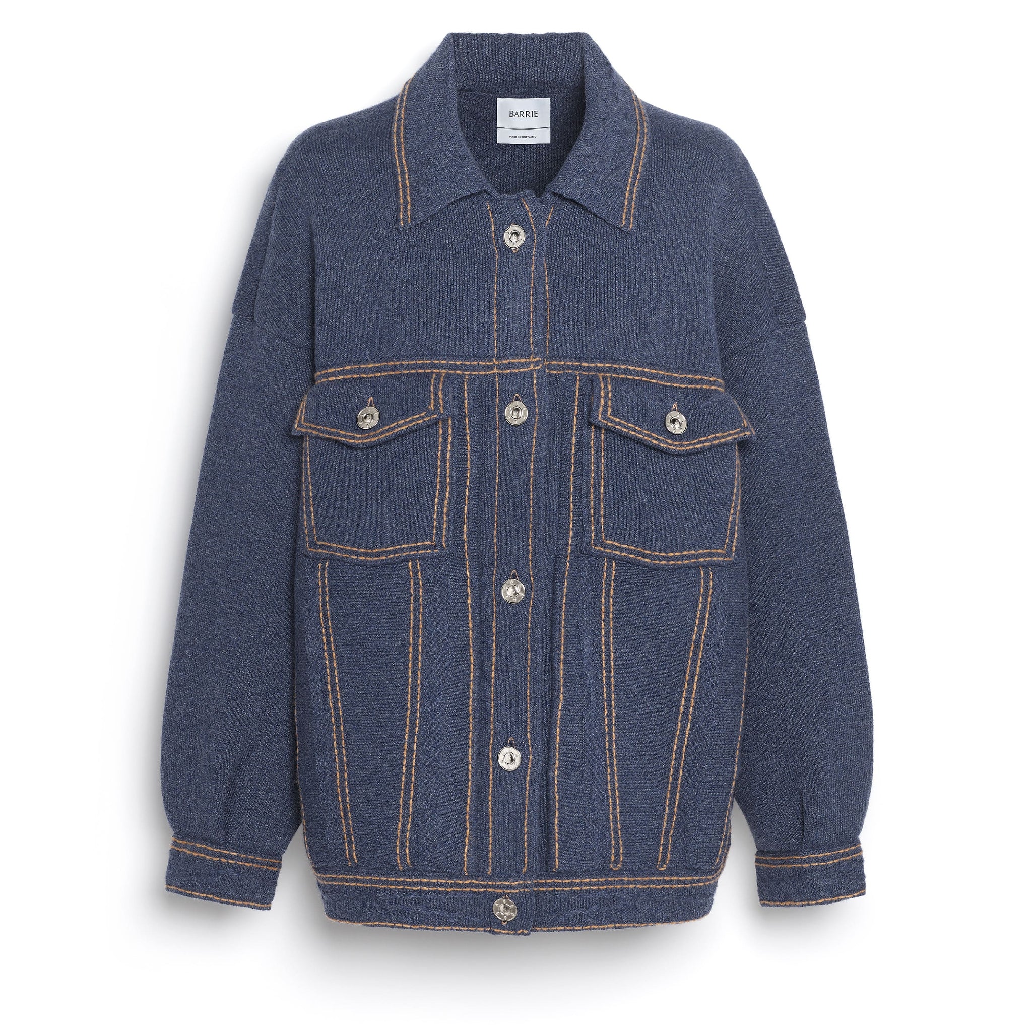 Denim oversized cashmere and cotton jacket | Barrie - Barrie