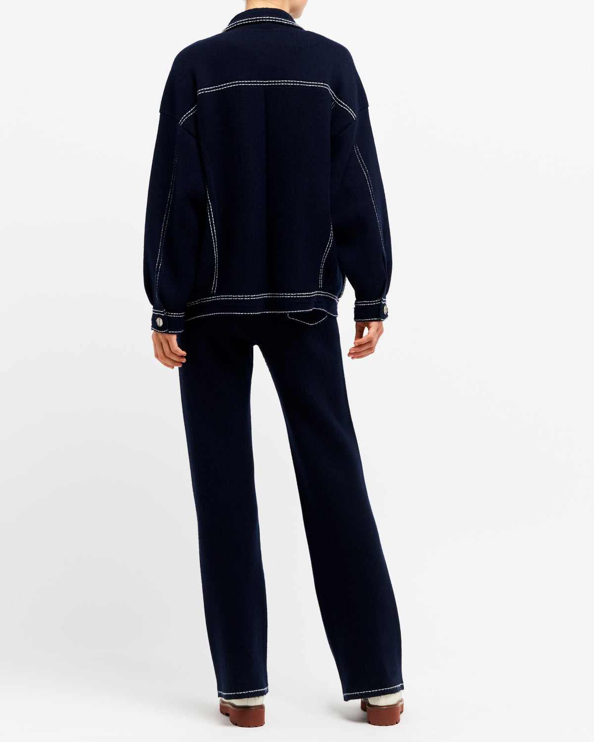 Denim oversized cashmere and cotton jacket – Barrie.com