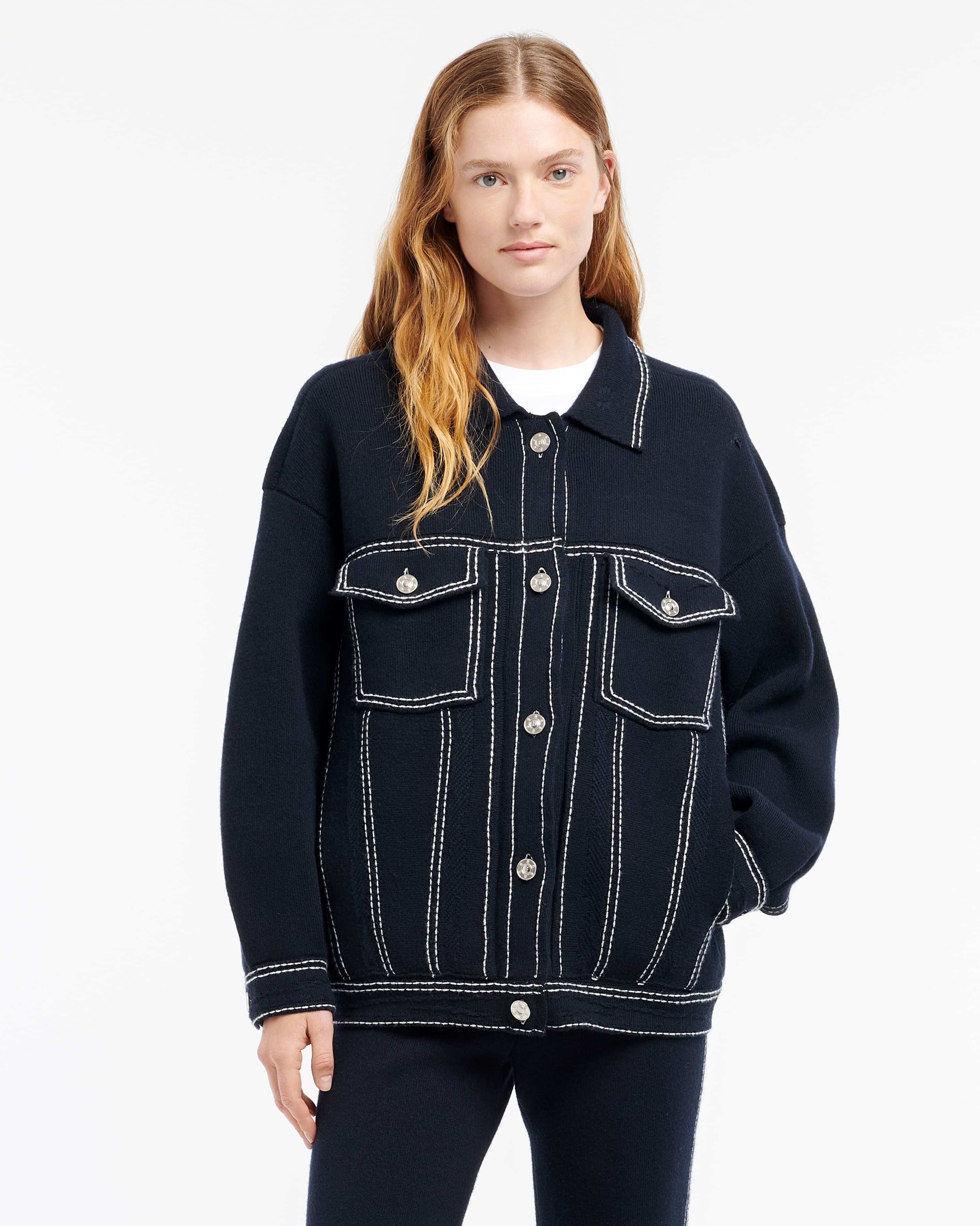 BARRIE デニムオーバーサイズカシミアコットンジャケット M/L Denim oversized cashmere and cotton jacket – Barrie