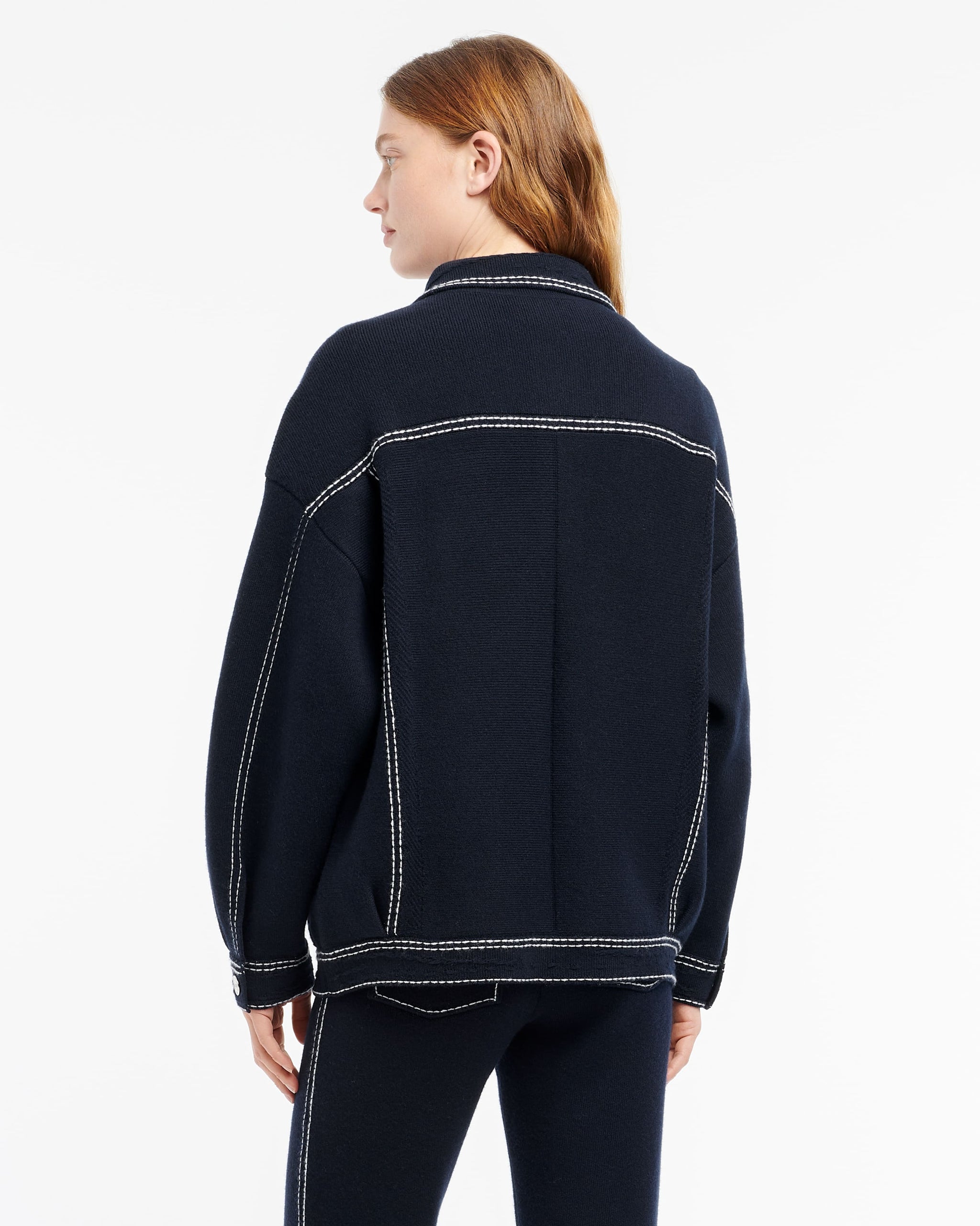 Denim oversized cashmere and cotton jacket | Barrie - Barrie