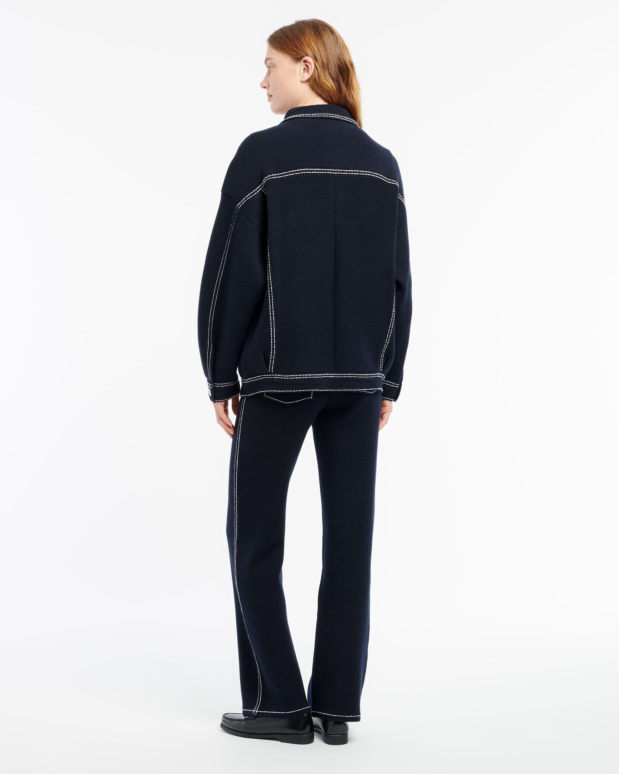 Denim oversized cashmere and cotton jacket | Barrie - Barrie