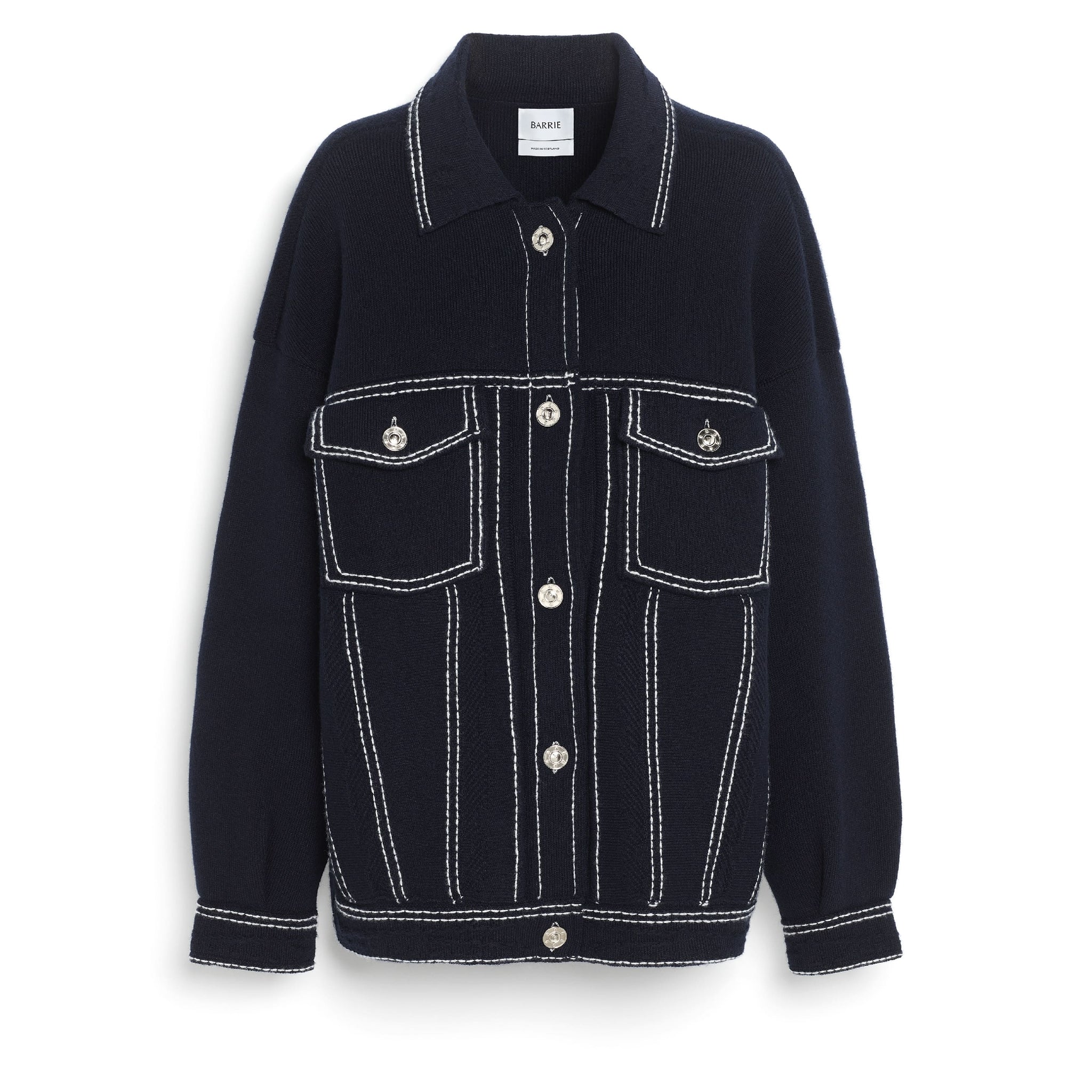 Denim oversized cashmere and cotton jacket | Barrie - Barrie