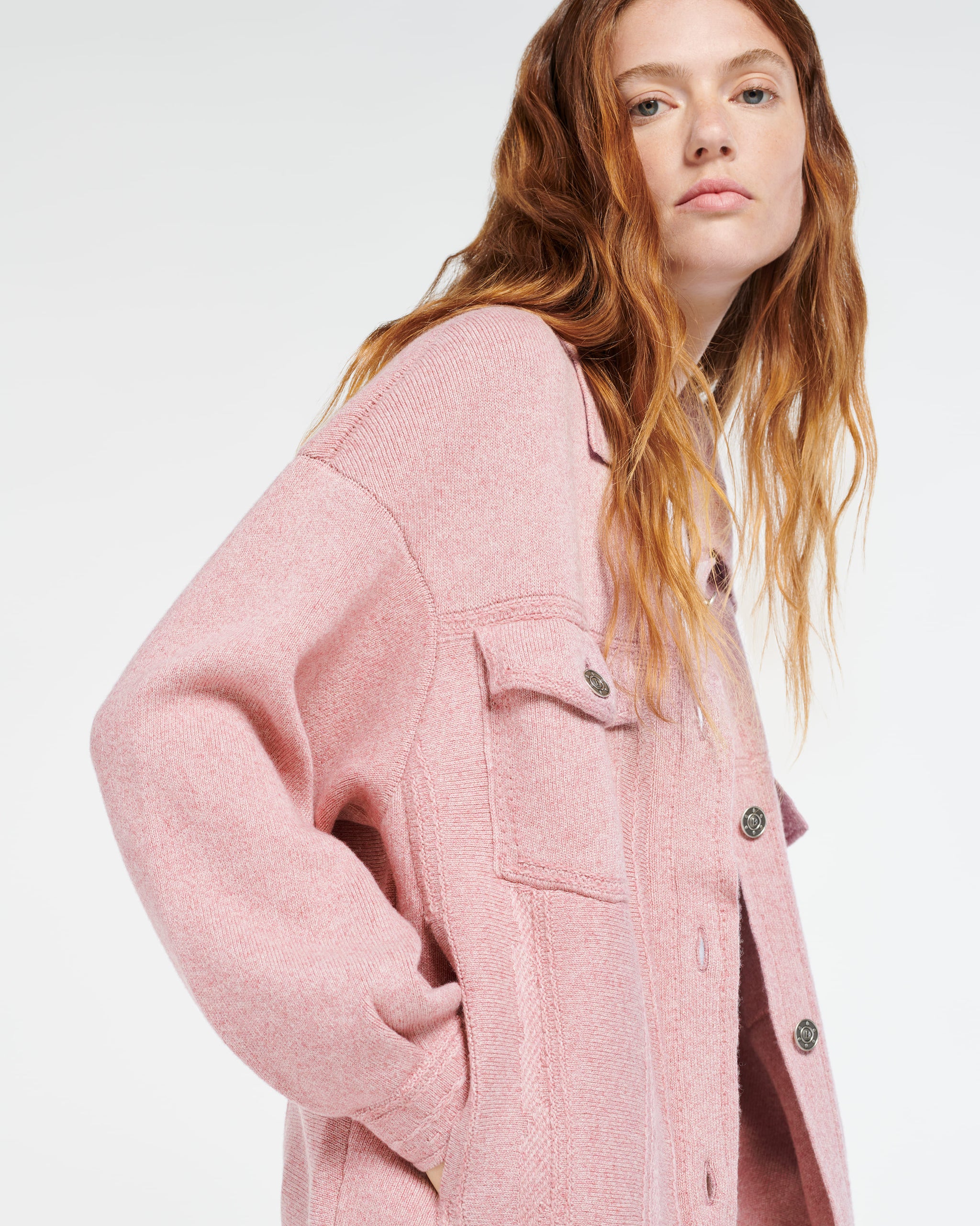 Denim oversized cashmere and cotton jacket | Barrie - Barrie