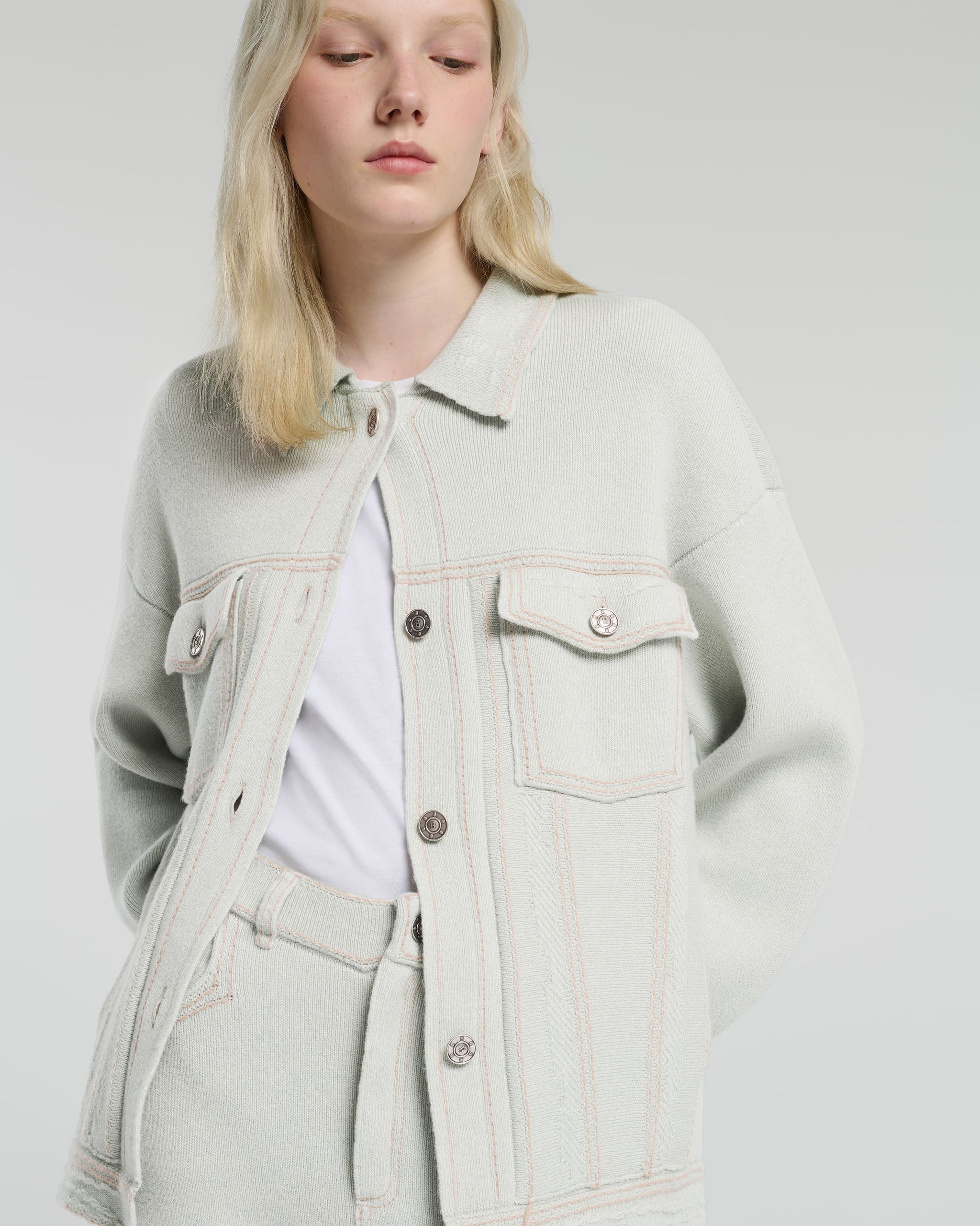 Denim oversized cashmere and cotton jacket | Barrie - Barrie