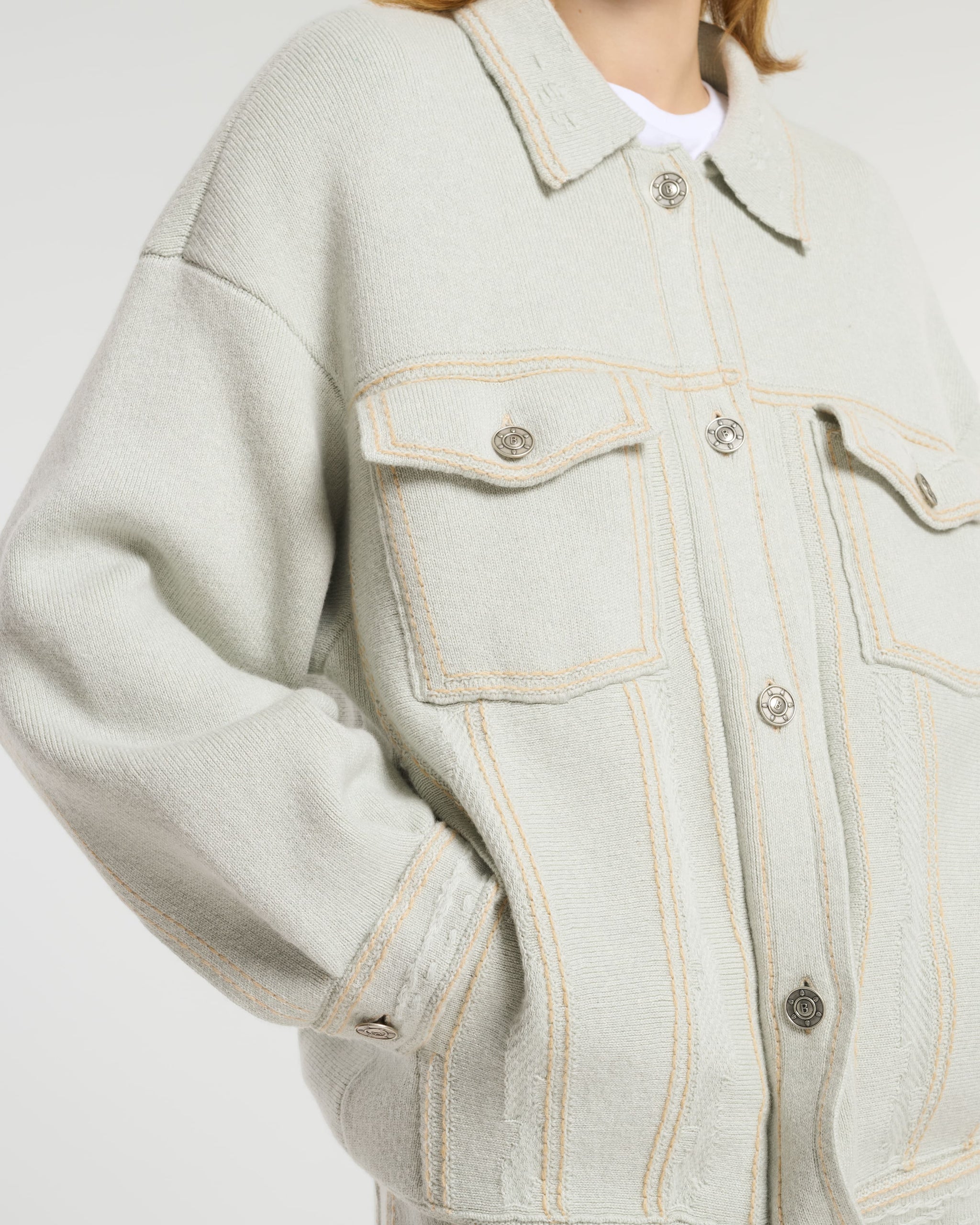 Denim oversized cashmere and cotton jacket | Barrie - Barrie