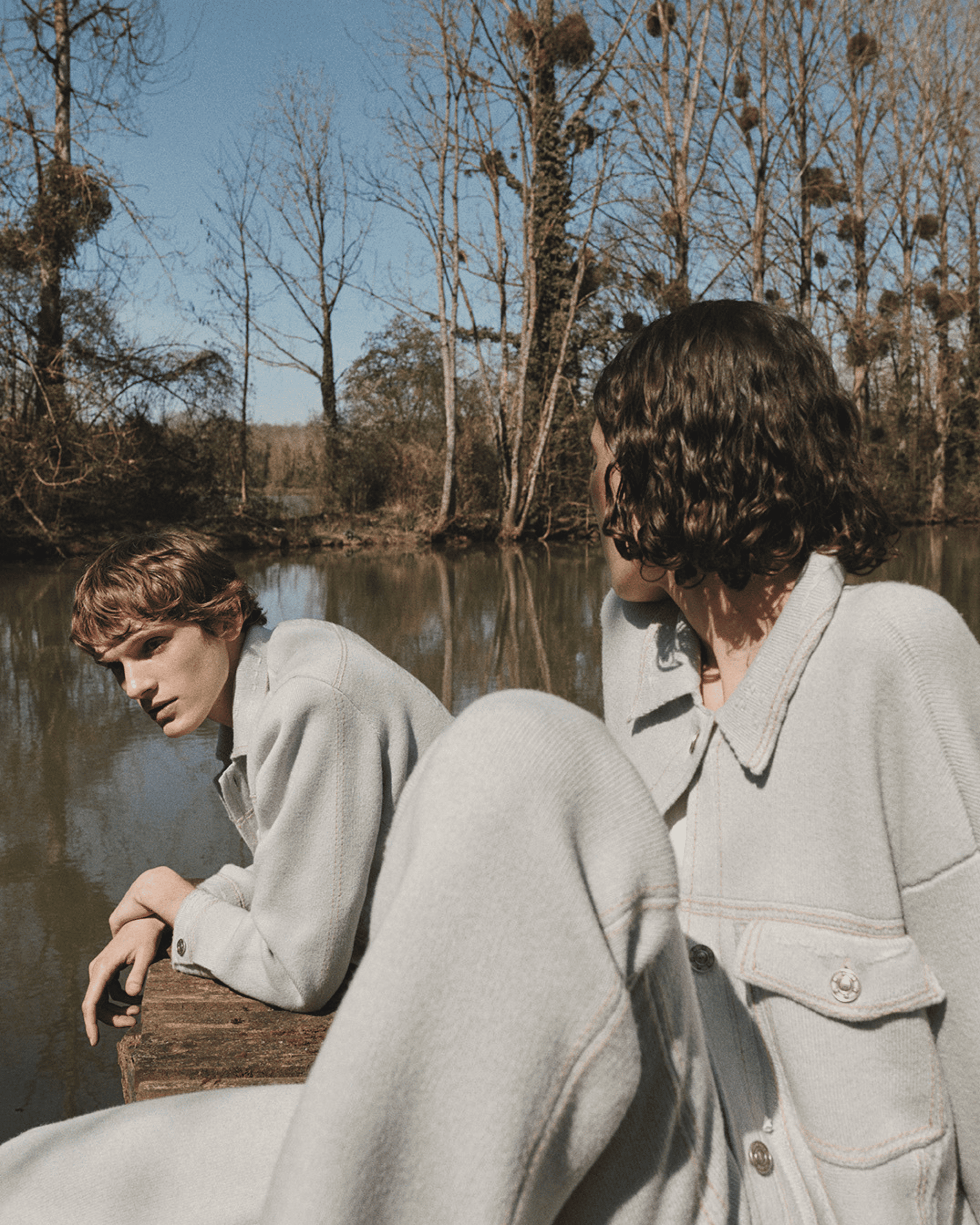 캐시미어와 면 오버사이즈 데님 재킷 | Barrie - Barrie