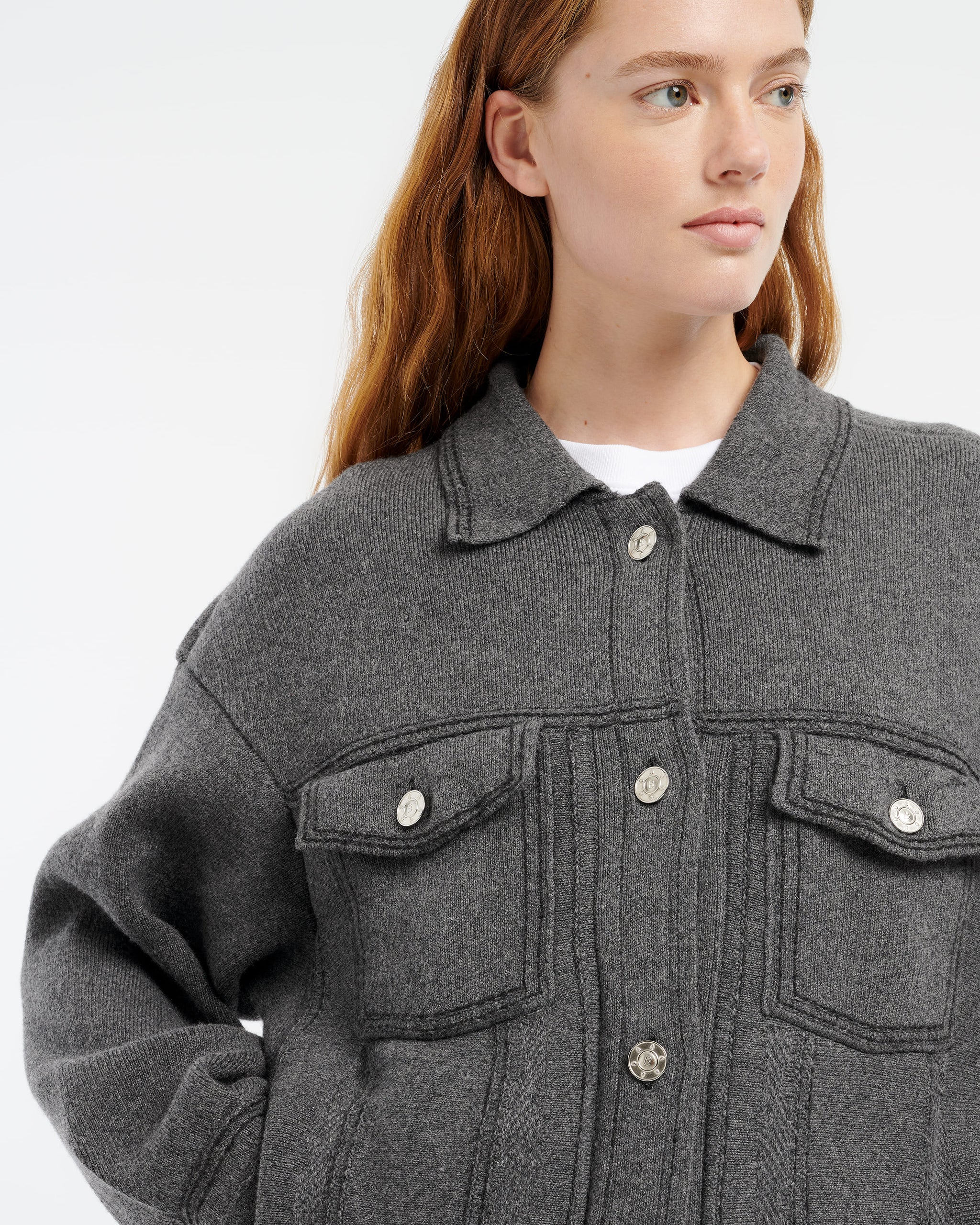 Denim oversized cashmere and cotton jacket | Barrie - Barrie