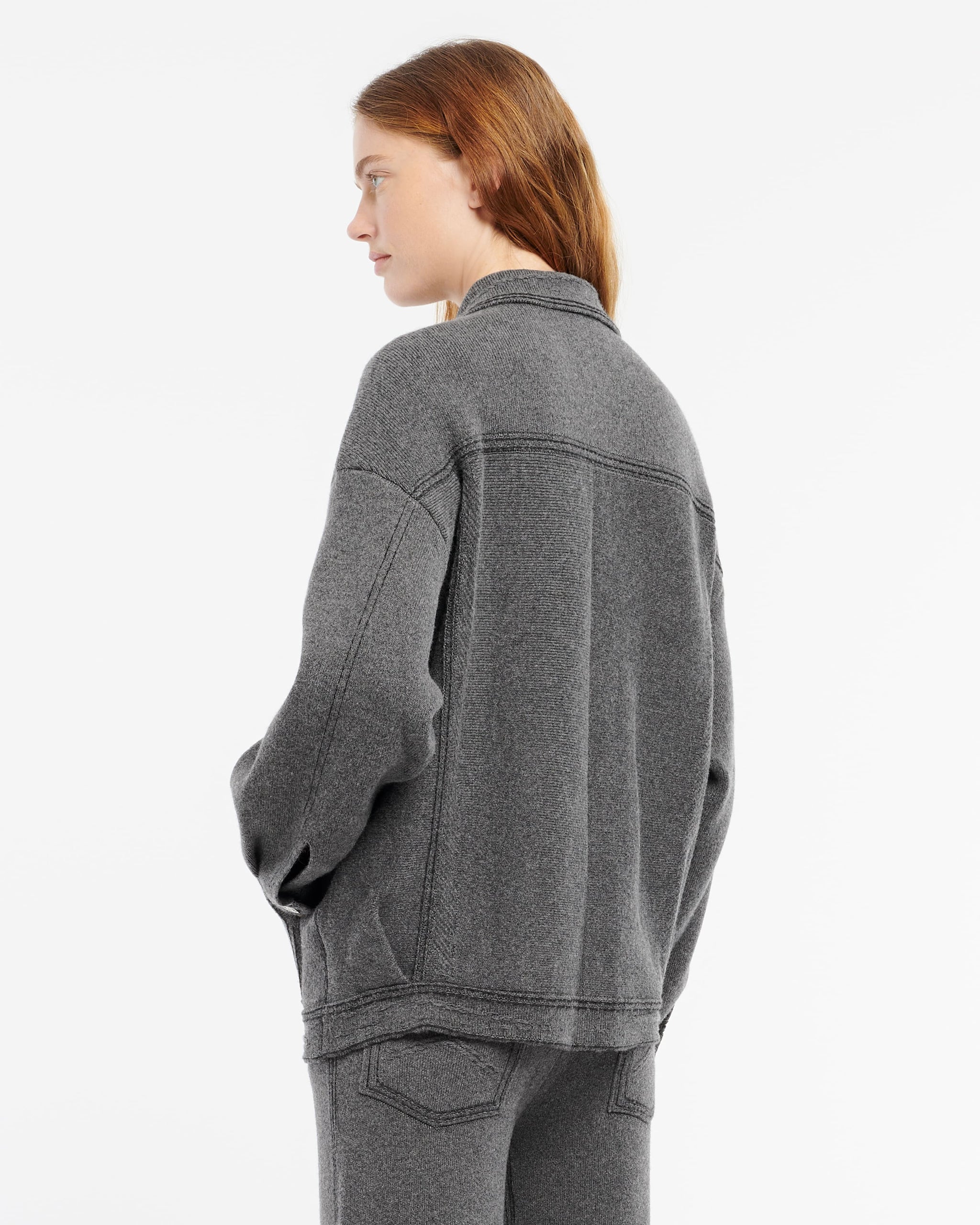 Denim oversized cashmere and cotton jacket | Barrie - Barrie