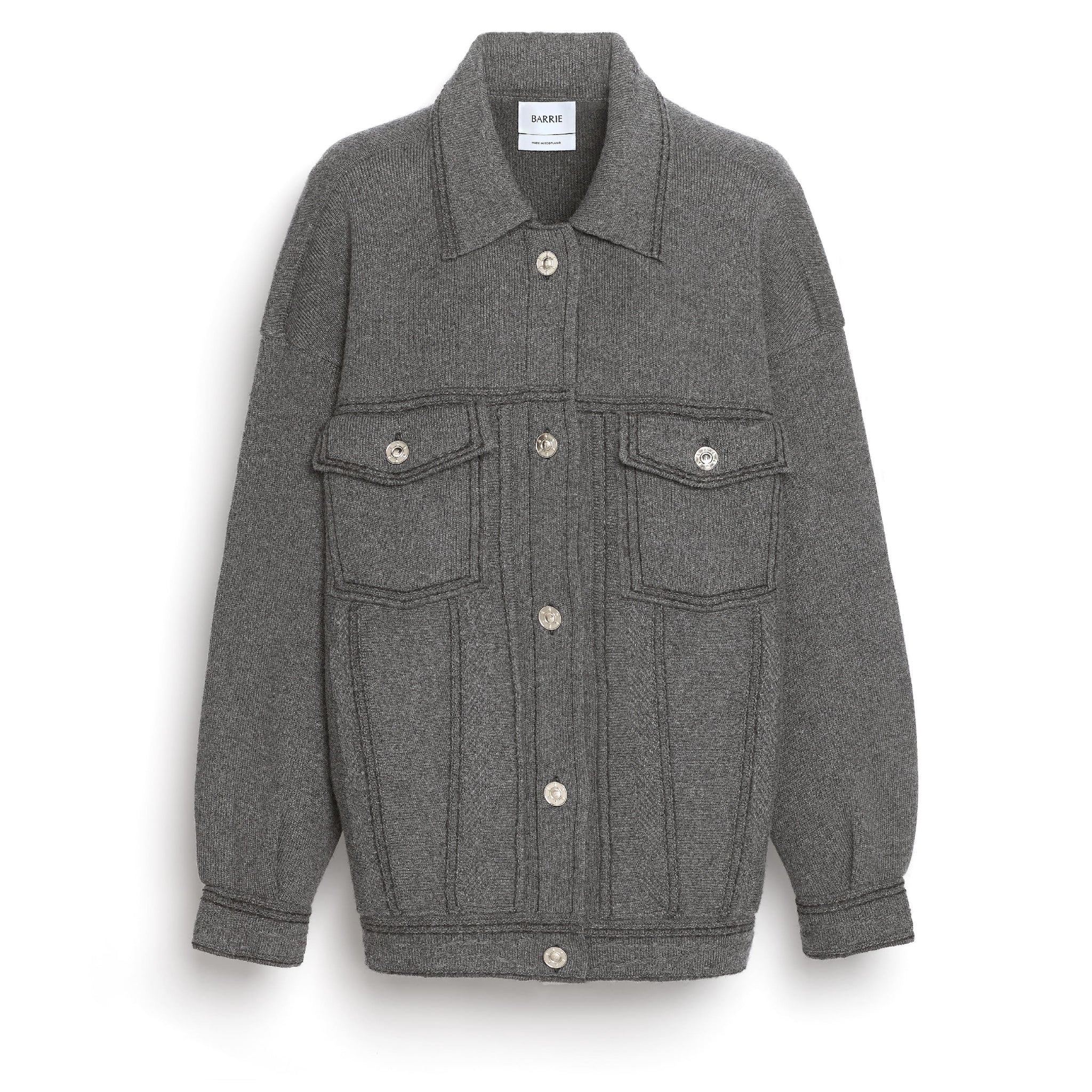 Denim oversized cashmere and cotton jacket | Barrie - Barrie