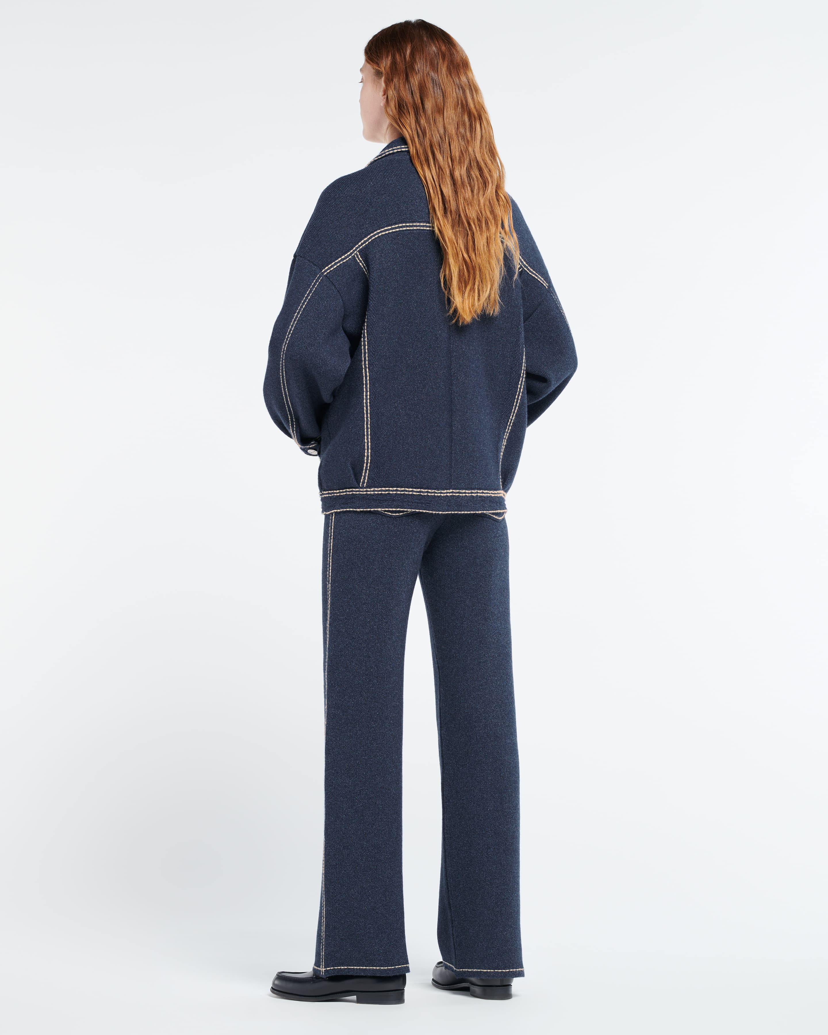 Denim oversized cashmere and cotton jacket – Barrie