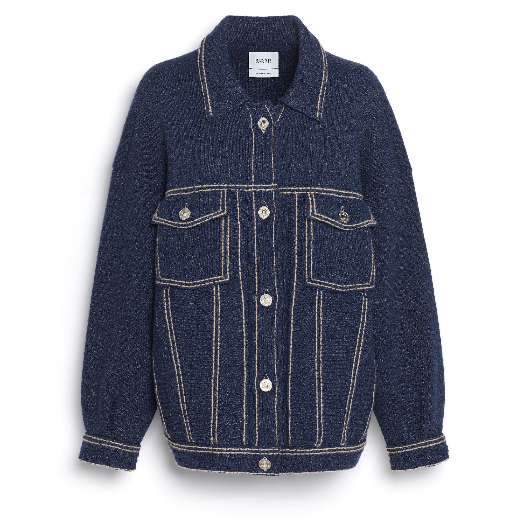 Denim oversized cashmere and cotton jacket | Barrie - Barrie