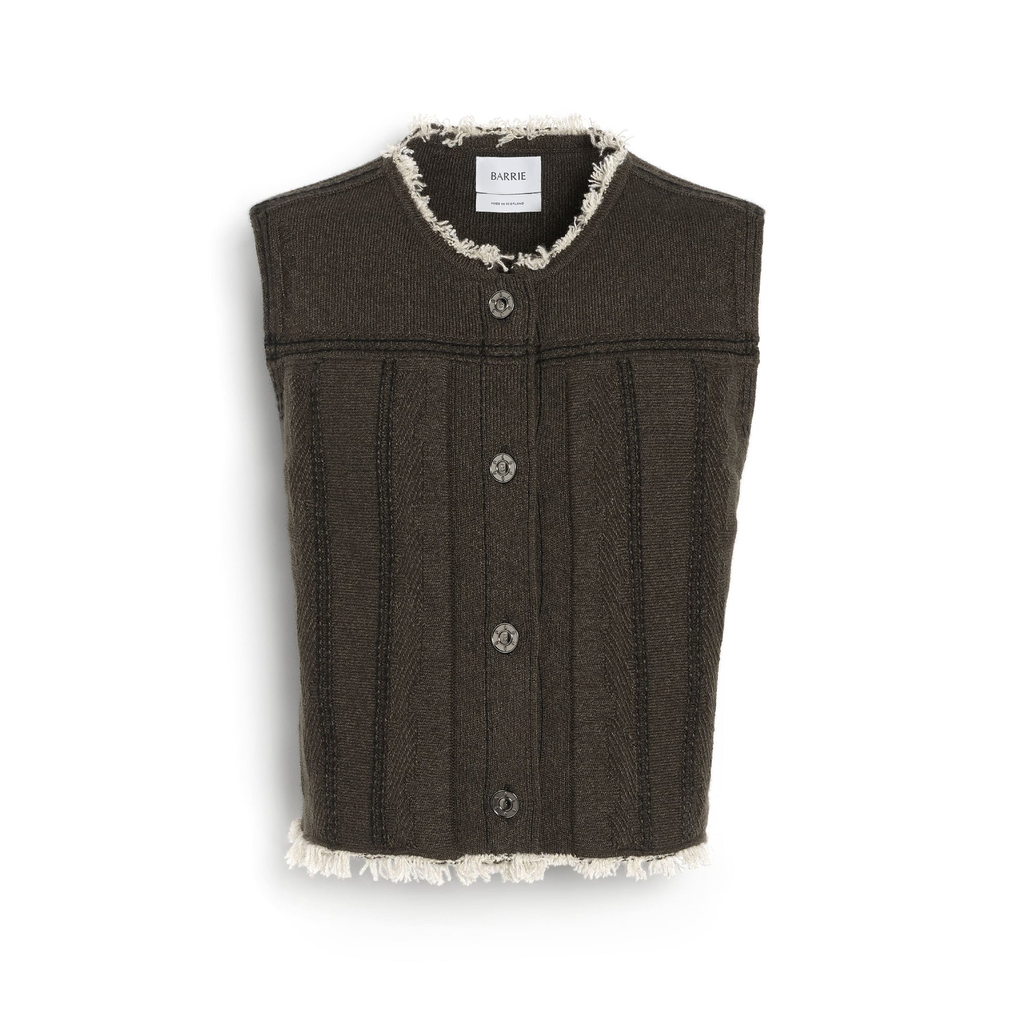 Veste Denim à franges sans manches en cachemire et coton | Barrie - Barrie