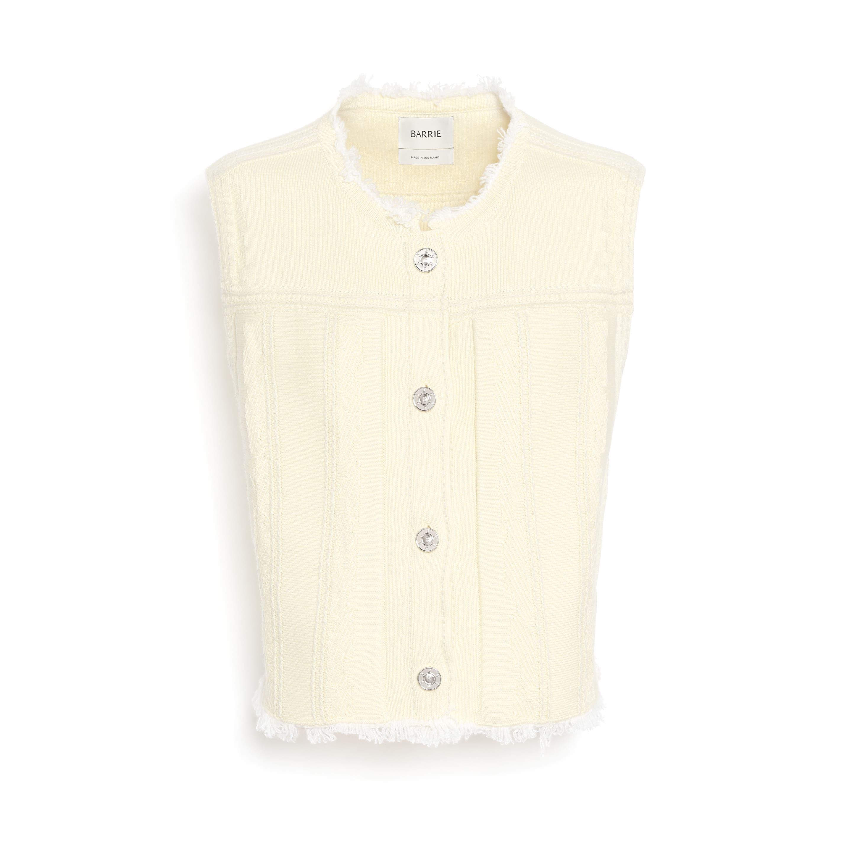 Veste Denim à franges sans manches en cachemire et coton