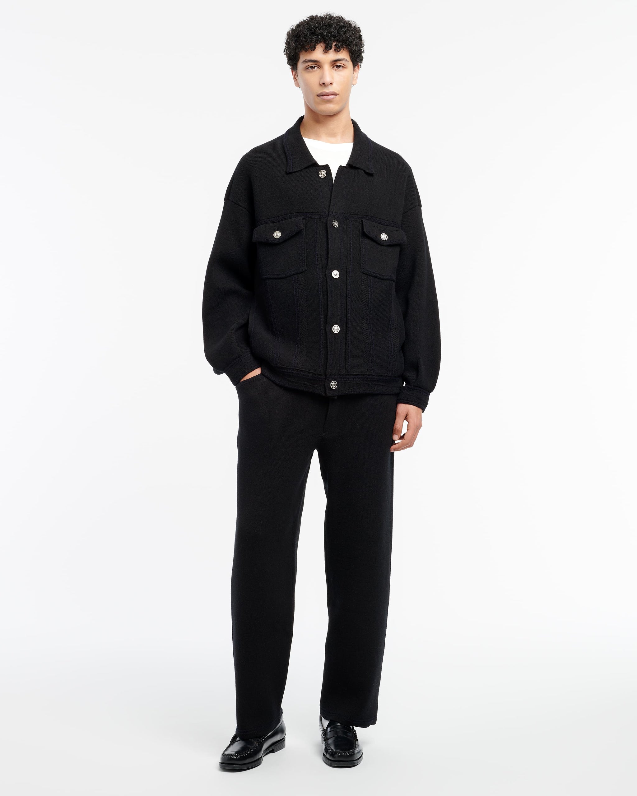 Denim oversized cashmere and cotton jacket | Barrie - Barrie