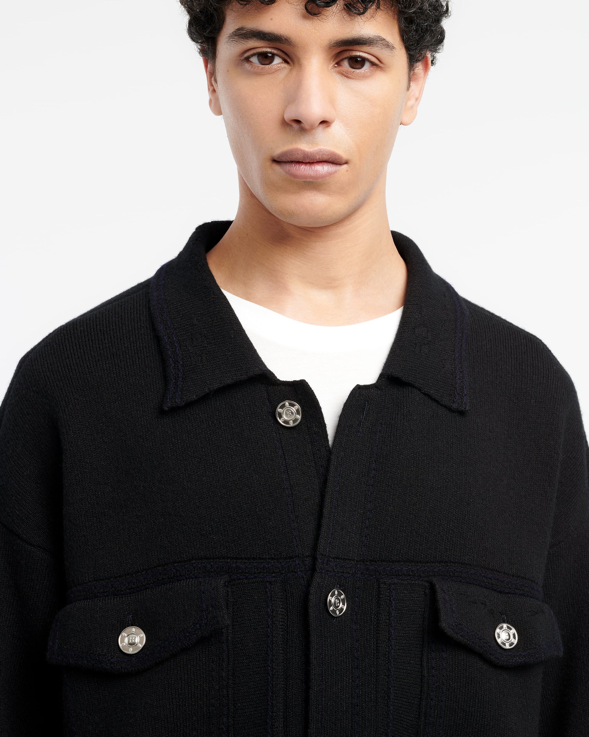 Denim oversized cashmere and cotton jacket | Barrie - Barrie