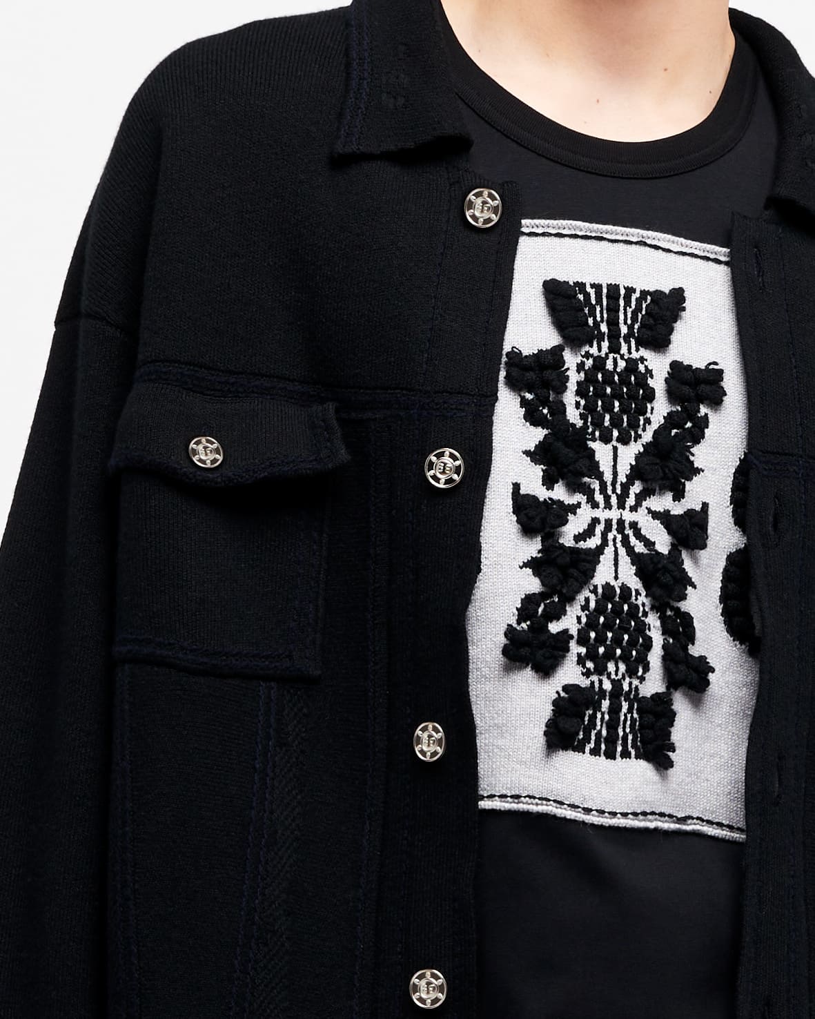 Denim oversized cashmere and cotton jacket | Barrie - Barrie