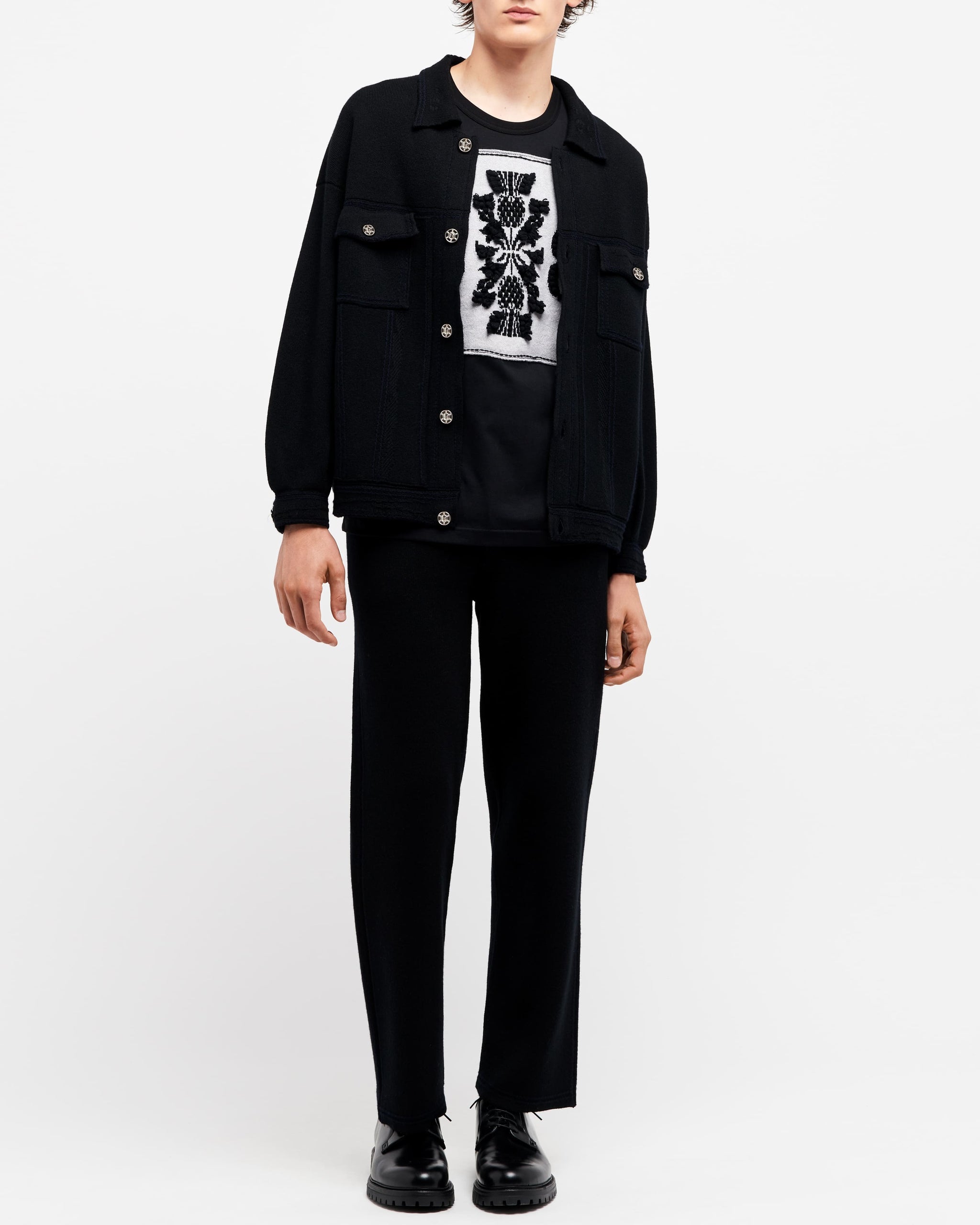 캐시미어와 면 오버사이즈 데님 재킷 | Barrie - Barrie