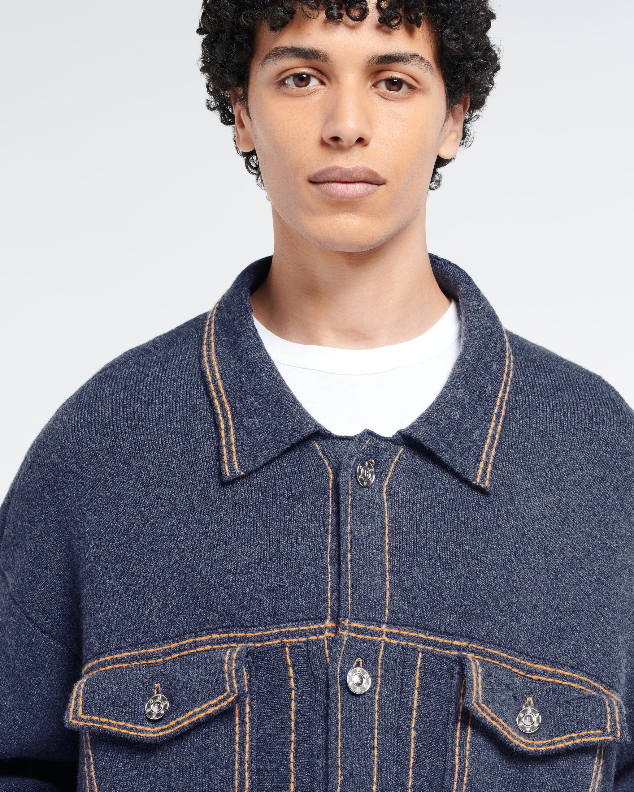 Denim oversized cashmere and cotton jacket | Barrie - Barrie