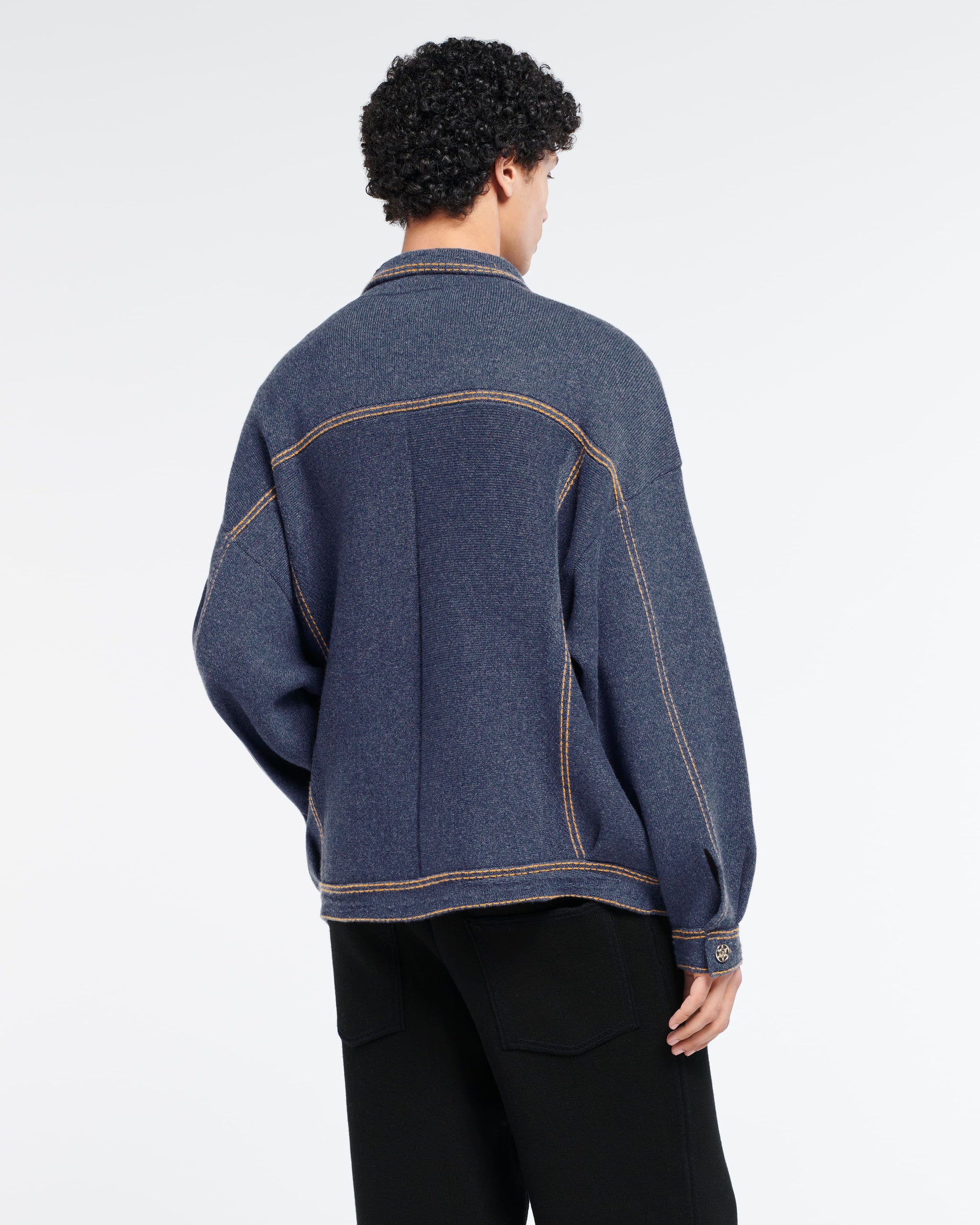 Denim oversized cashmere and cotton jacket | Barrie - Barrie