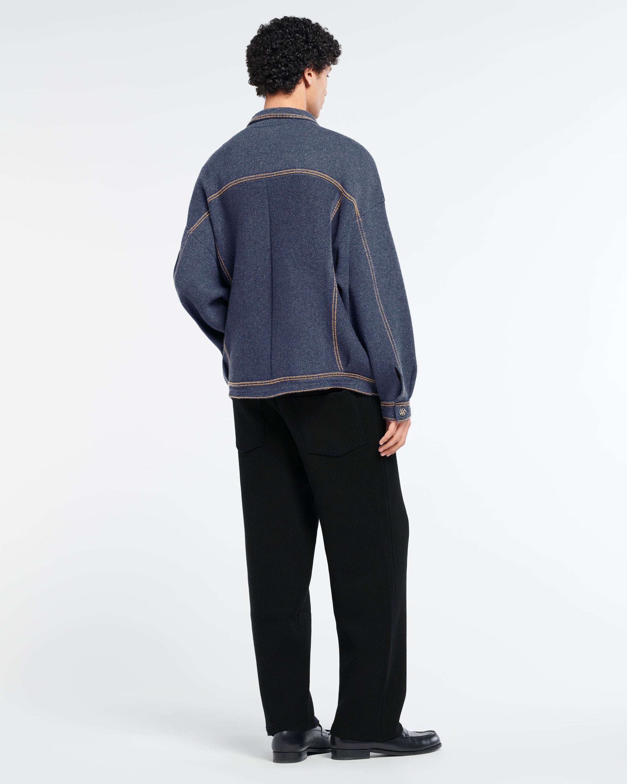 Denim oversized cashmere and cotton jacket | Barrie - Barrie