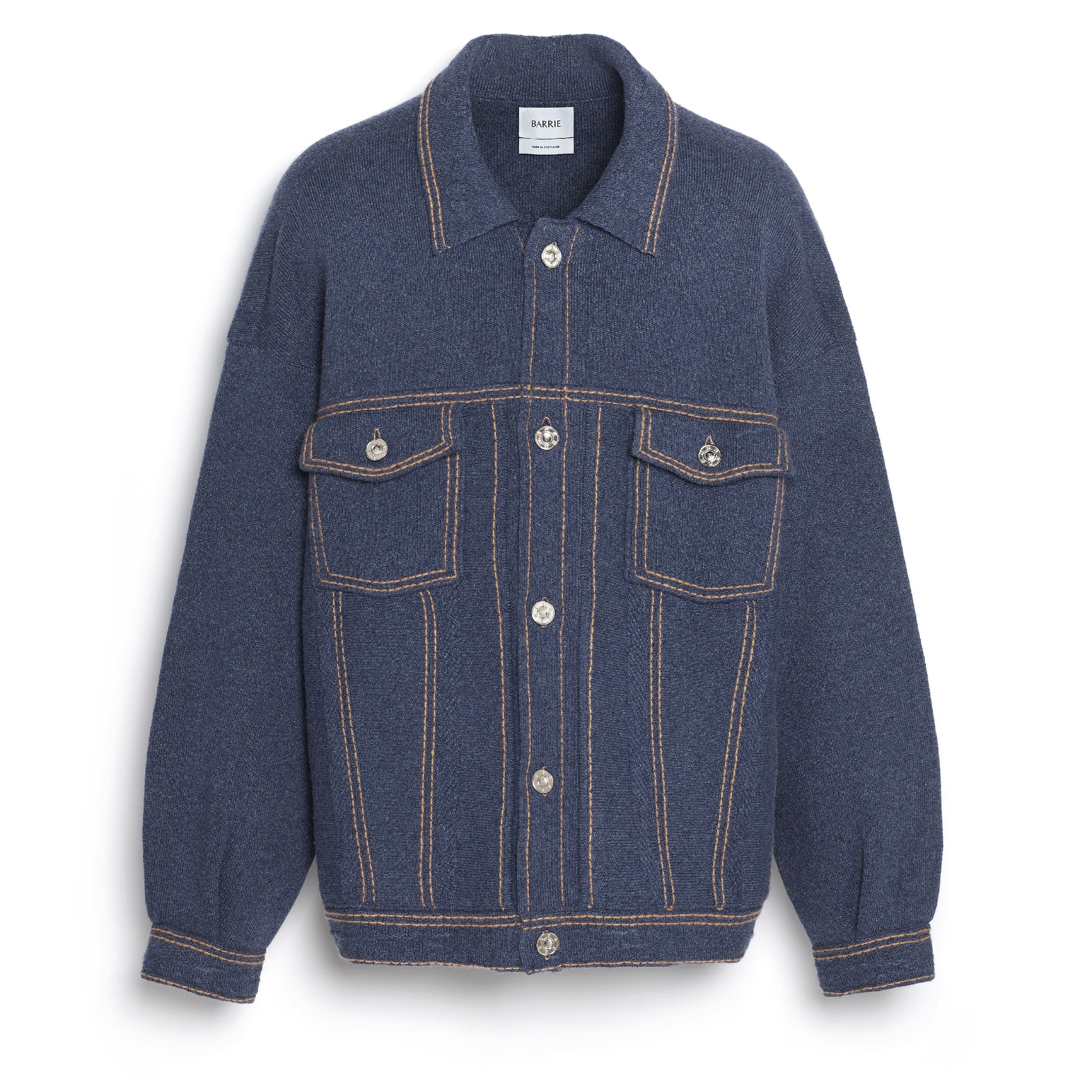 Denim oversized cashmere and cotton jacket | Barrie - Barrie