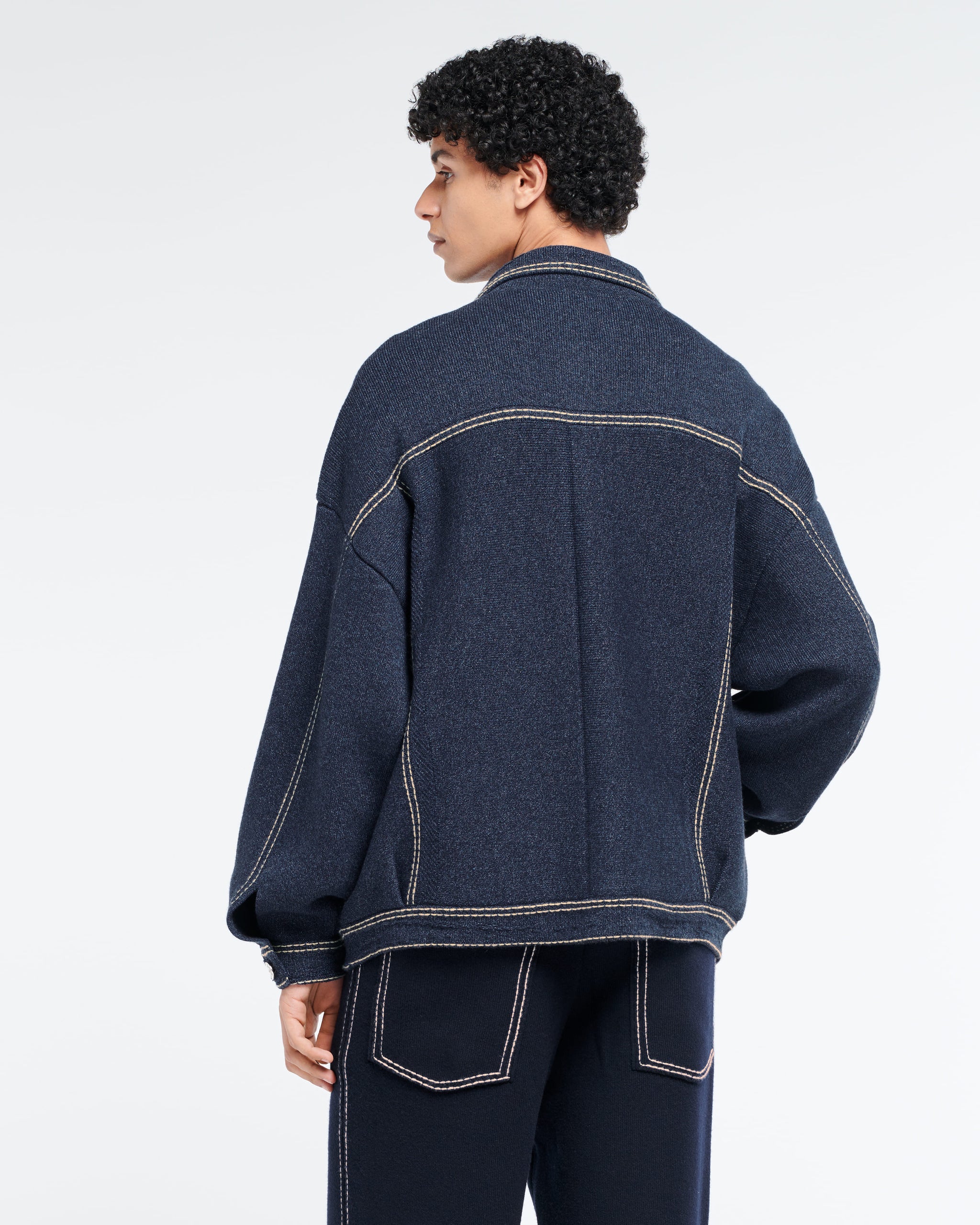 Denim oversized cashmere and cotton jacket | Barrie - Barrie